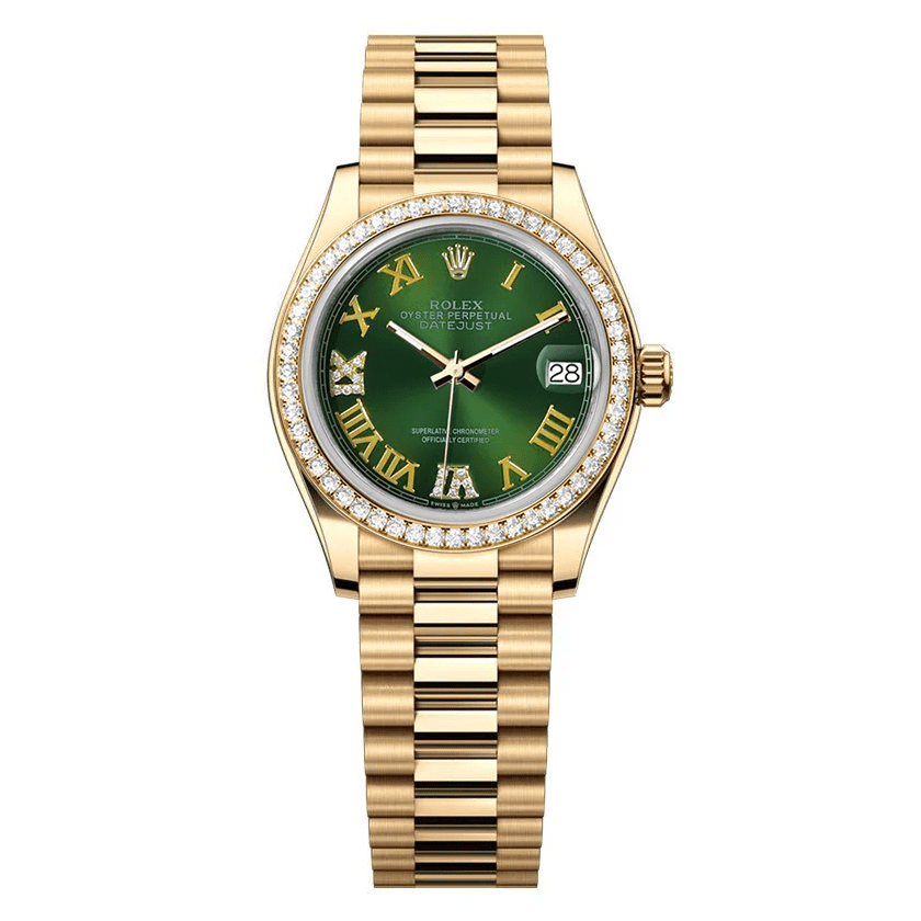 Rolex Datejust 31mm President Green Gem Dial - Diamond Bezel - Mr. Alex Jewelry