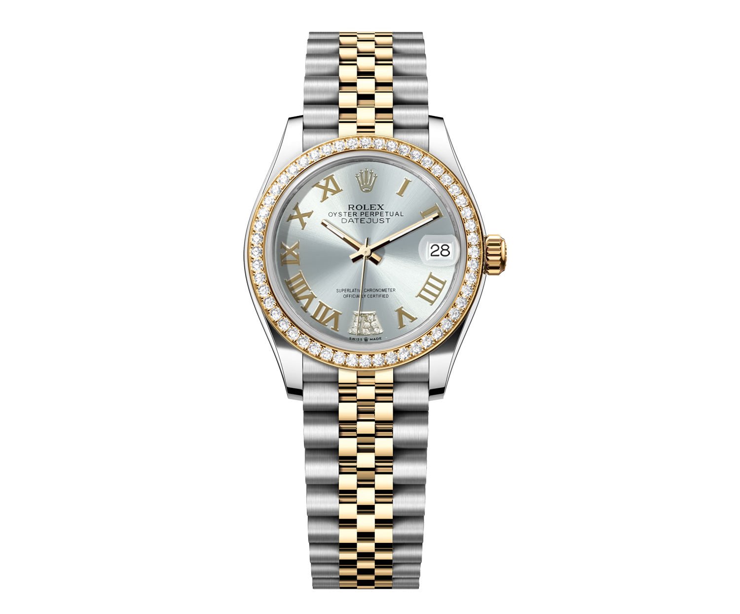 Rolex DateJust 31mm Silver Roman Diamond Dial - Diamond Bezel - Mr. Alex Jewelry