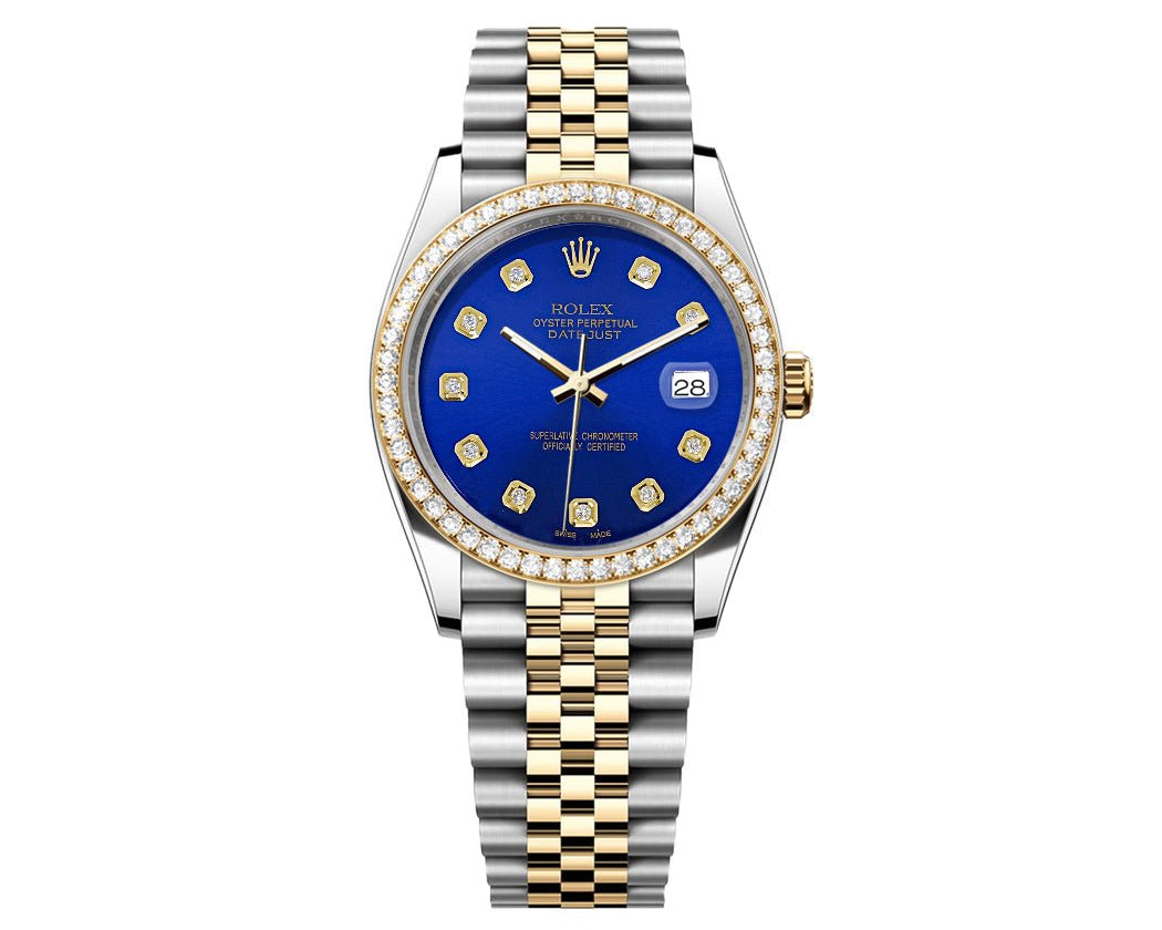 Rolex DateJust 36mm Dark Blue Dial-Diamond Bezel 1.50ct - Mr. Alex Jewelry