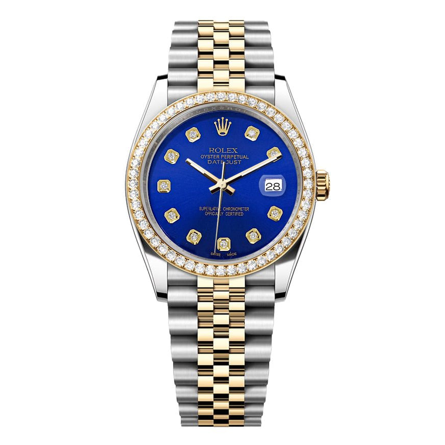 Rolex DateJust 36mm Dark Blue Dial-Diamond Bezel 1.50ct - Mr. Alex Jewelry
