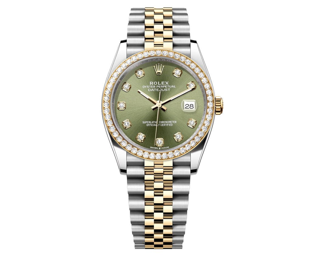 Rolex DateJust 36mm Green Gem Dial-Diamond Bezel 1.50ct - Mr. Alex Jewelry