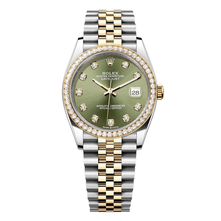Rolex DateJust 36mm Green Gem Dial-Diamond Bezel 1.50ct - Mr. Alex Jewelry