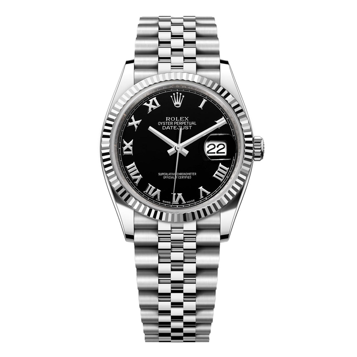 Rolex DateJust 36mm Jubilee - Black Roman Dial 16014 - Mr. Alex Jewelry