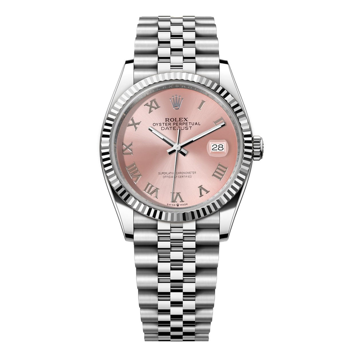 Rolex DateJust 36mm Jubilee - Pink Roman Dial - Mr. Alex Jewelry