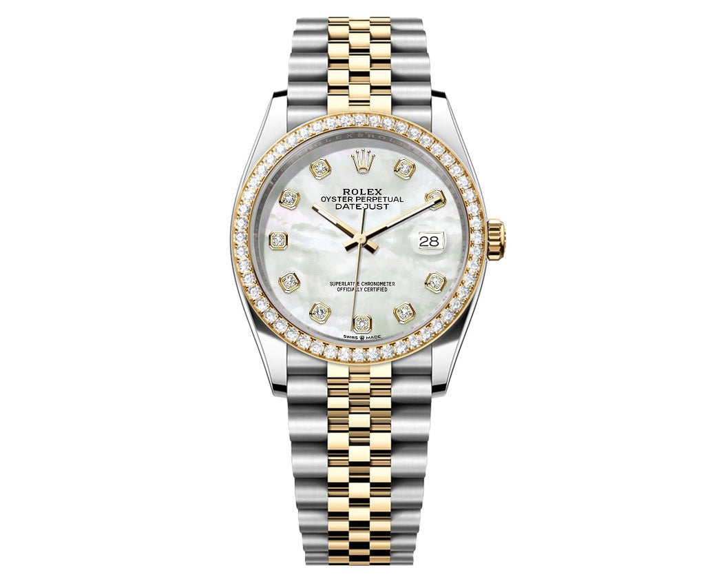 Rolex DateJust 36mm Pearl Gem Dial-Diamond Bezel 1.50ct - Mr. Alex Jewelry