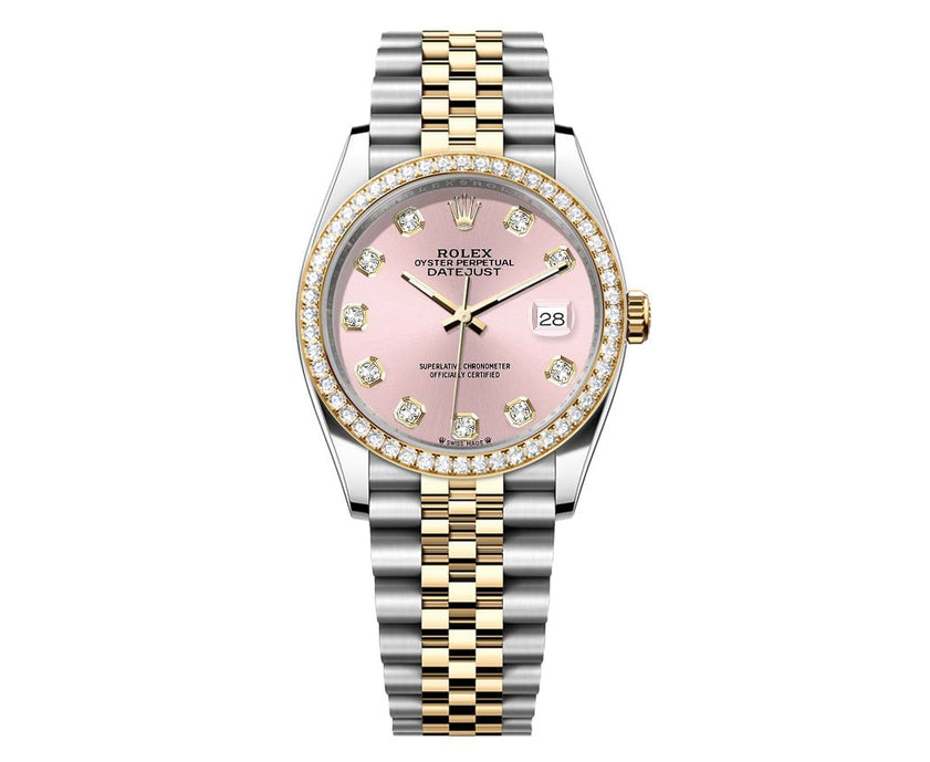 Rolex DateJust 36mm Pink Gem Dial-Diamond Bezel 1.50ct - Mr. Alex Jewelry
