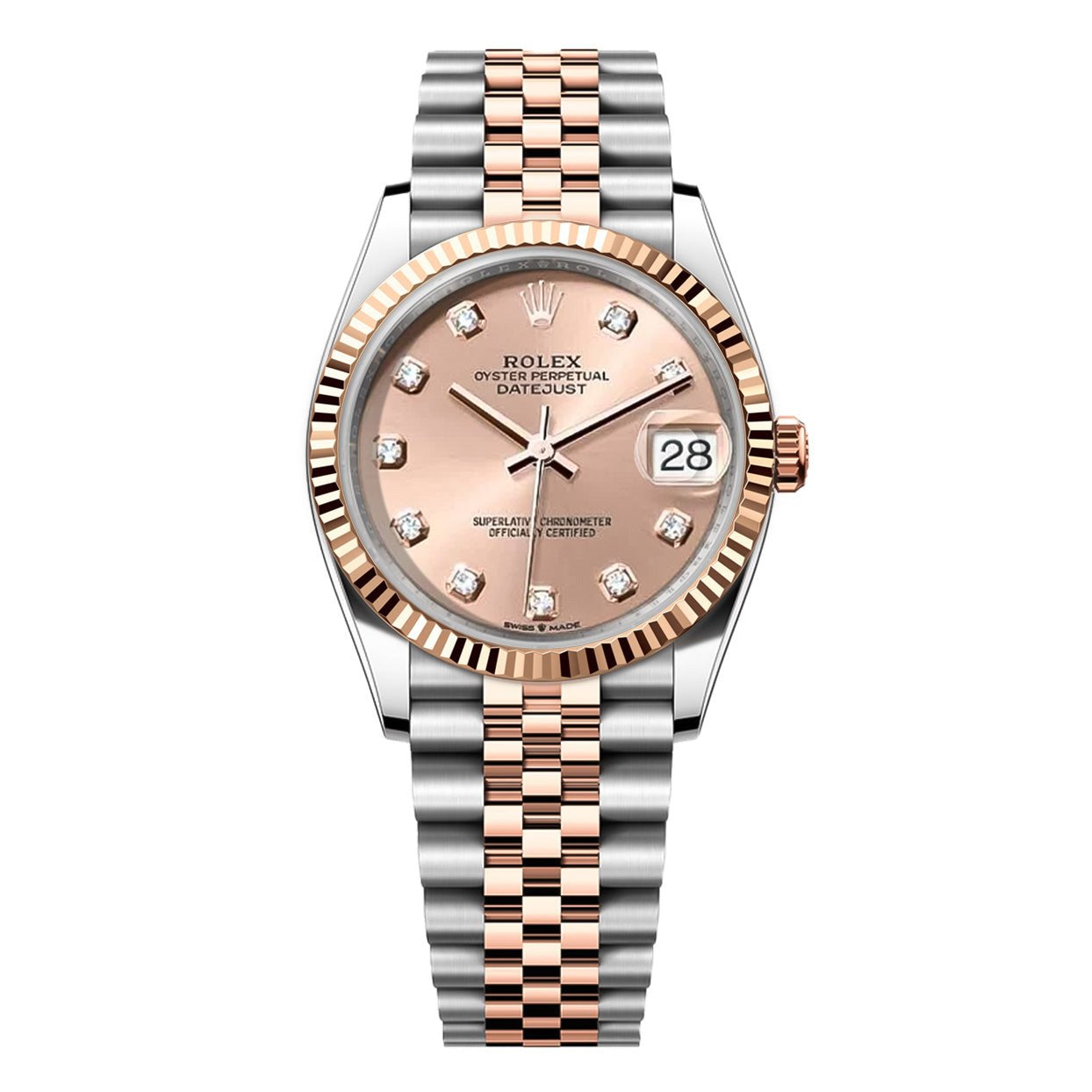Rolex Datejust 36mm Two Tone Factory Pink Diamond Dial 116231 - Mr. Alex Jewelry