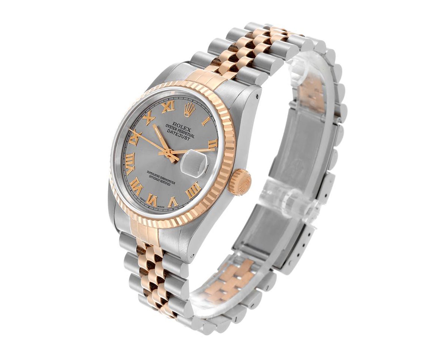 Rolex Datejust 36mm Two Tone Factory Silver Roman Dial 116231
