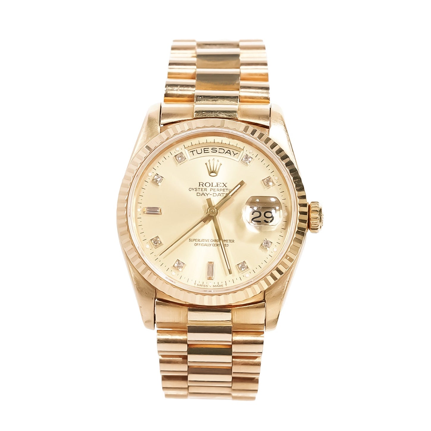 Rolex Day - Date 36mm Yellow Gold Diamond Dial Ref:18238 - Mr. Alex Jewelry