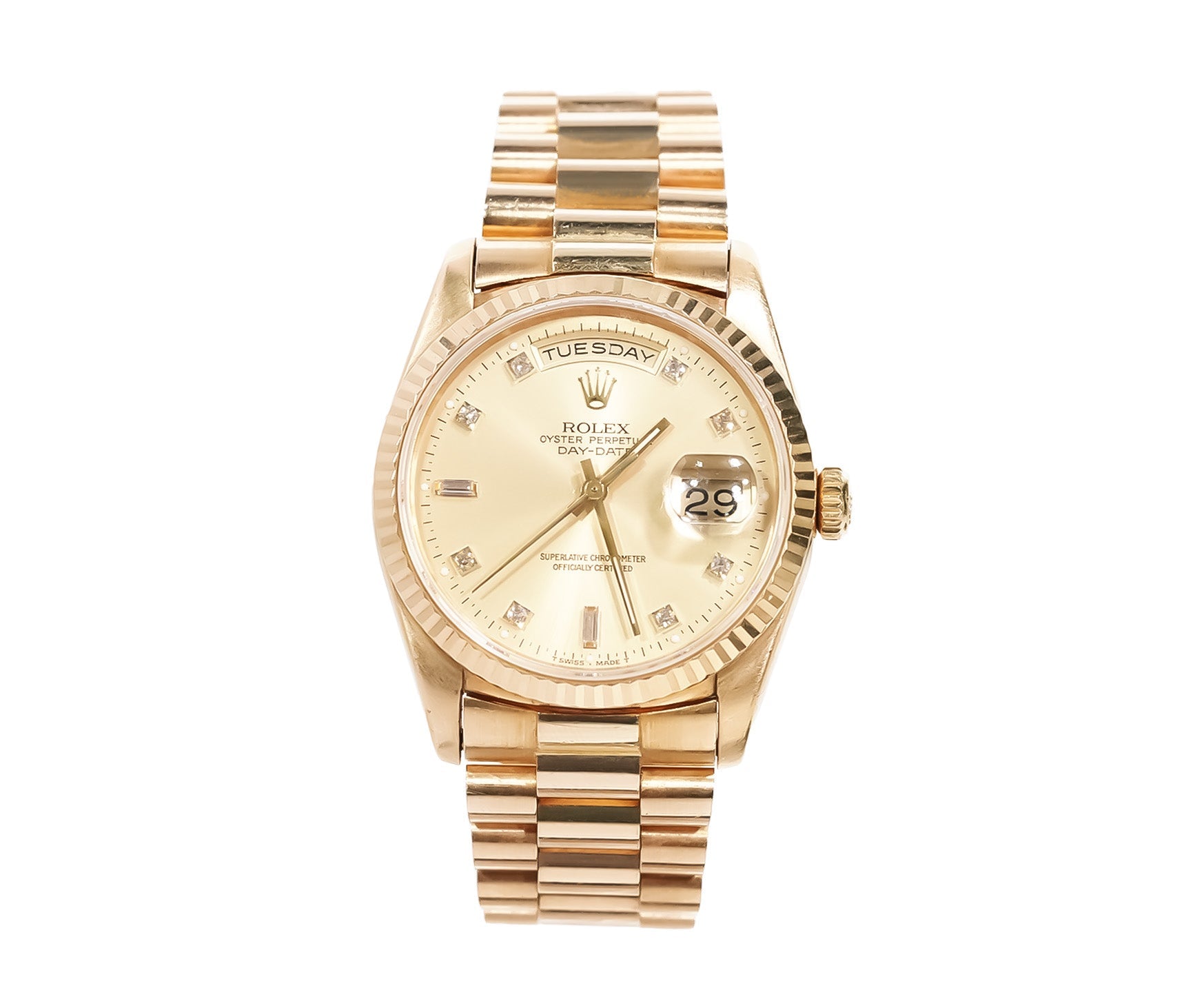 Rolex Day - Date 36mm Yellow Gold Diamond Dial Ref:18238 - Mr. Alex Jewelry