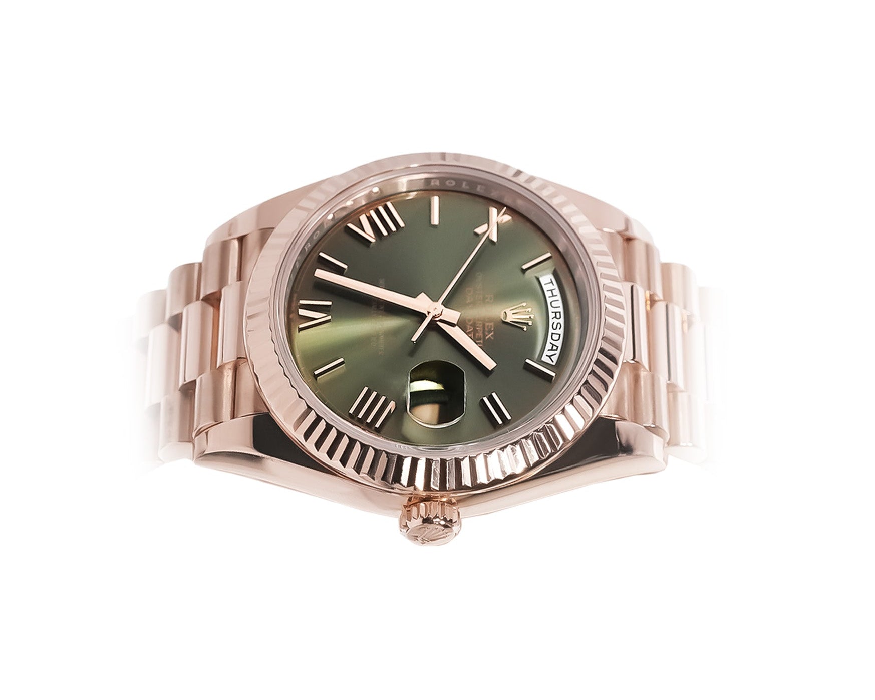 Rolex Day - Date 40mm Everose Gold Olive Green Dial Ref:228235 - Mr. Alex Jewelry