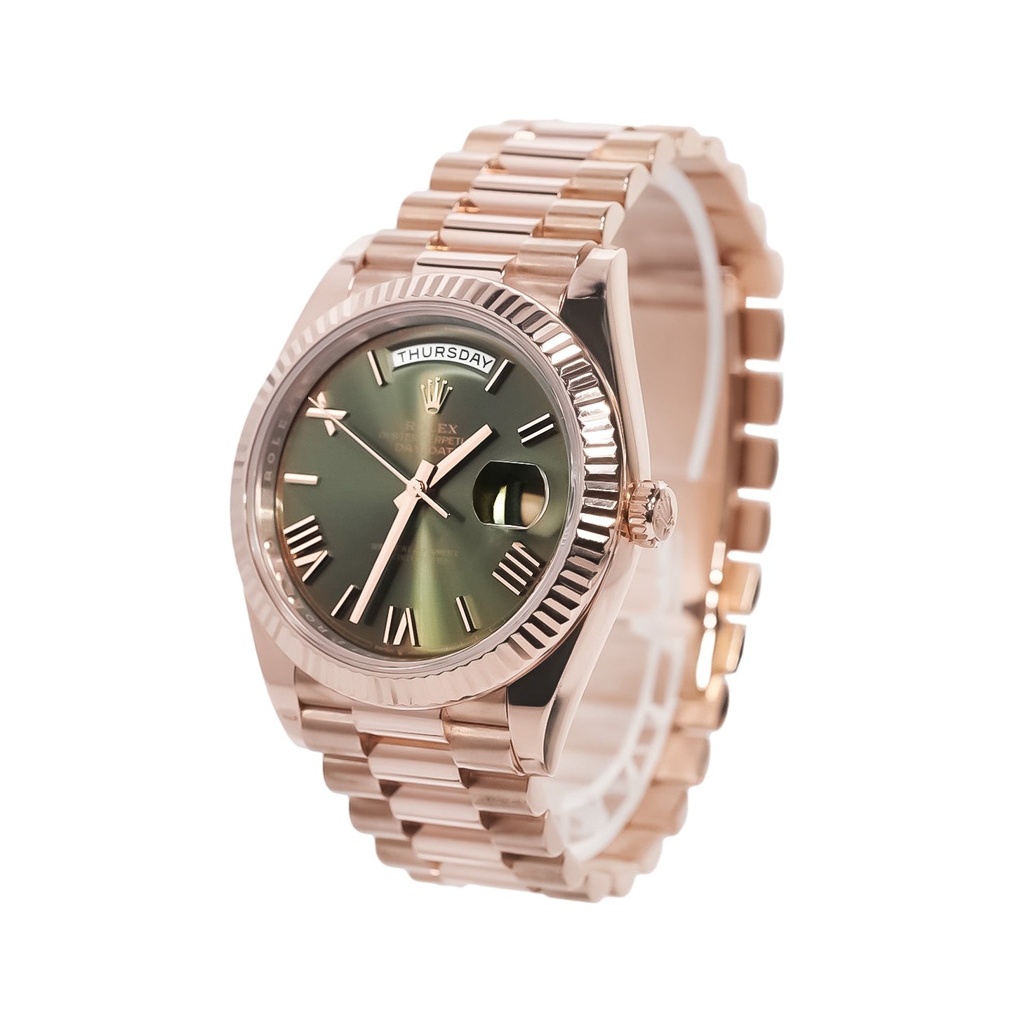 Rolex Day - Date 40mm Everose Gold Olive Green Dial Ref:228235 - Mr. Alex Jewelry