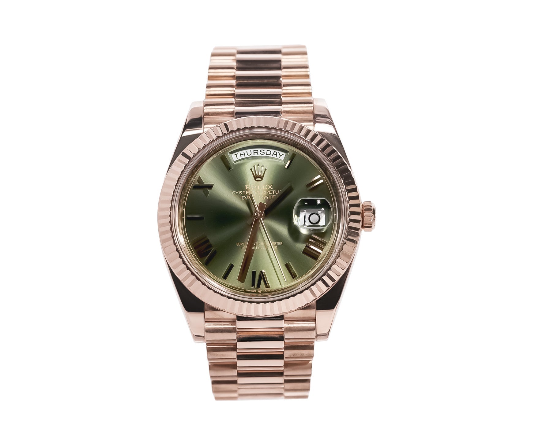 Rolex Day - Date 40mm Everose Gold Olive Green Dial Ref:228235 - Mr. Alex Jewelry