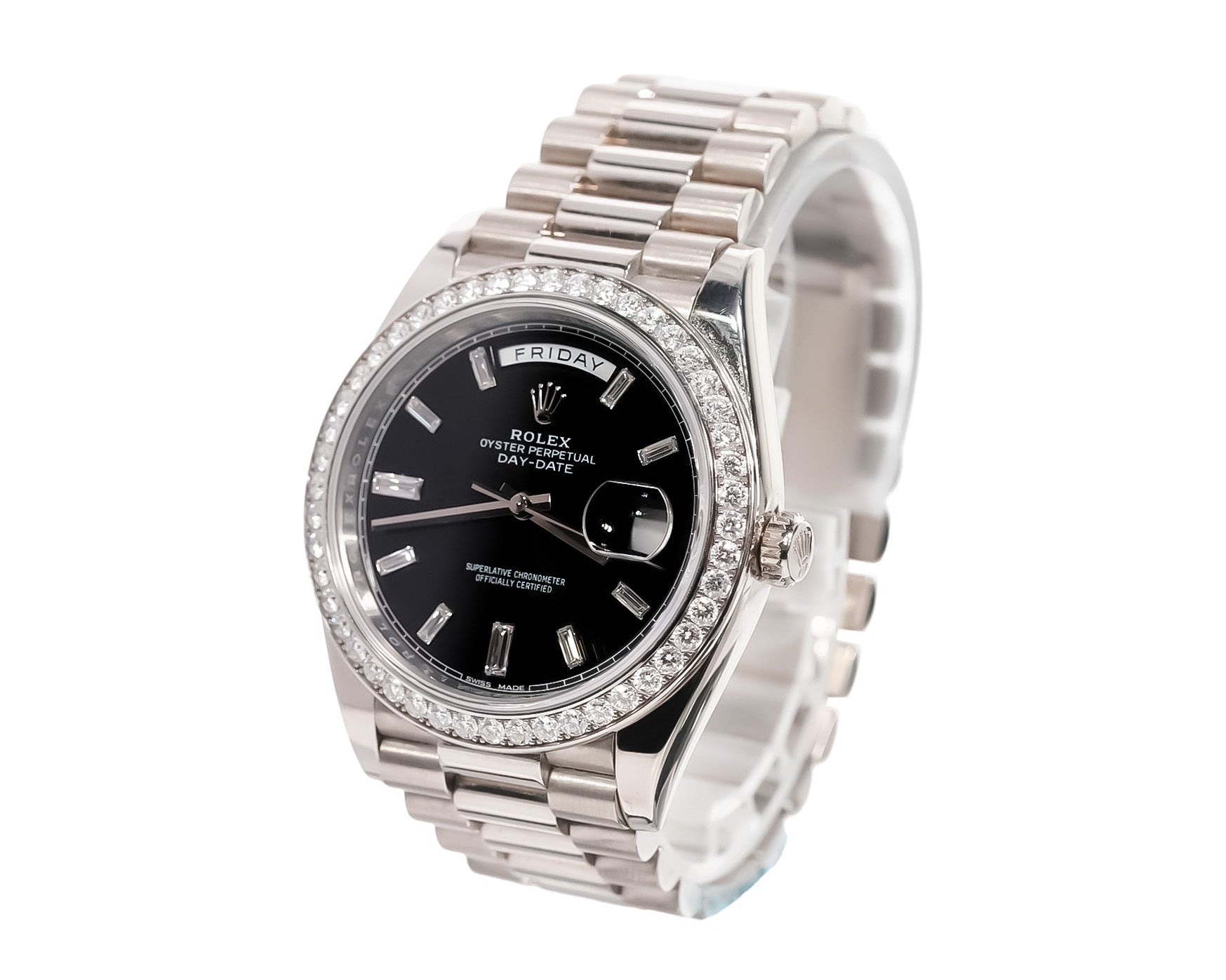Rolex Day - Date 40mm White Gold Black Diamond Dial Ref:228349RBR - Mr. Alex Jewelry