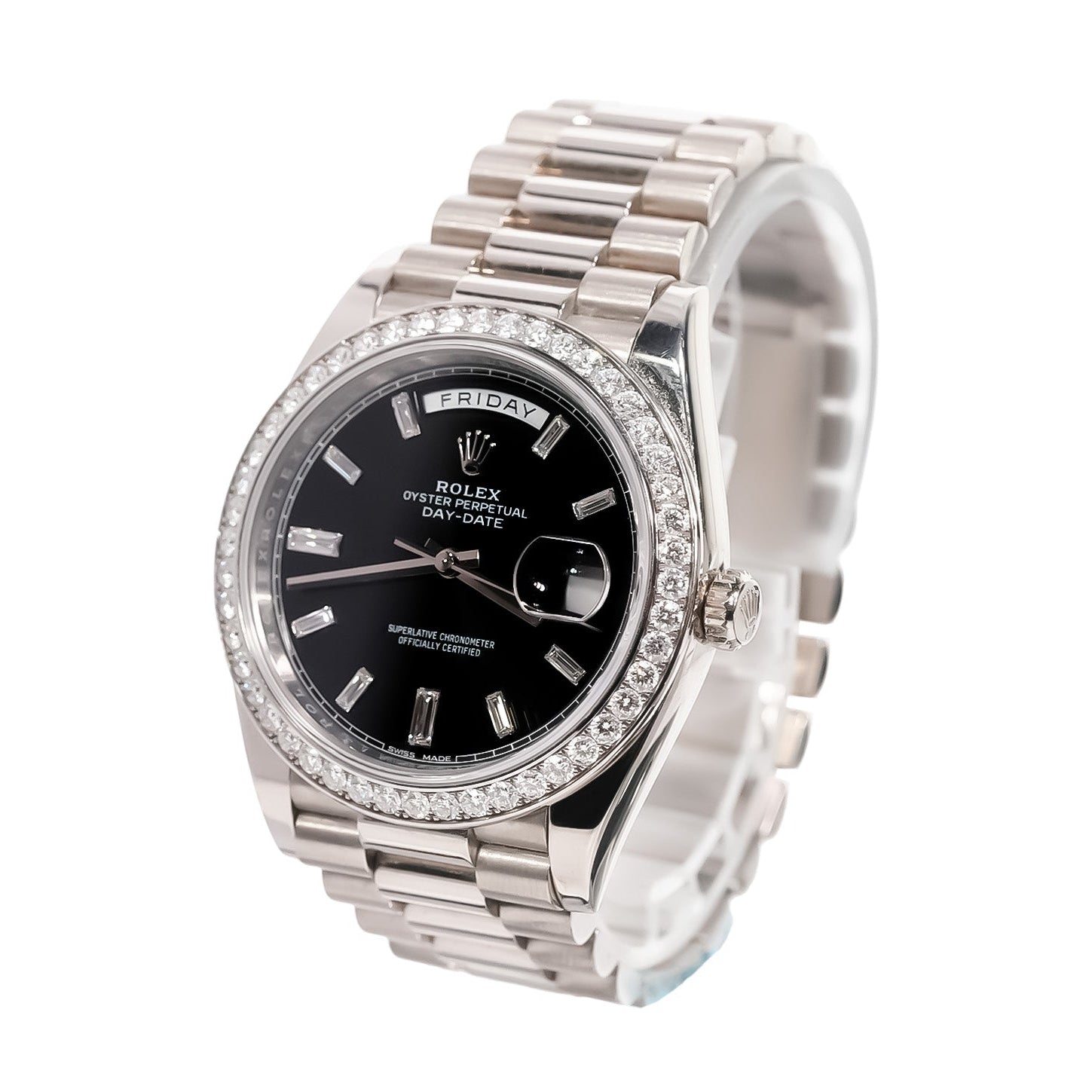 Rolex Day - Date 40mm White Gold Black Diamond Dial Ref:228349RBR - Mr. Alex Jewelry