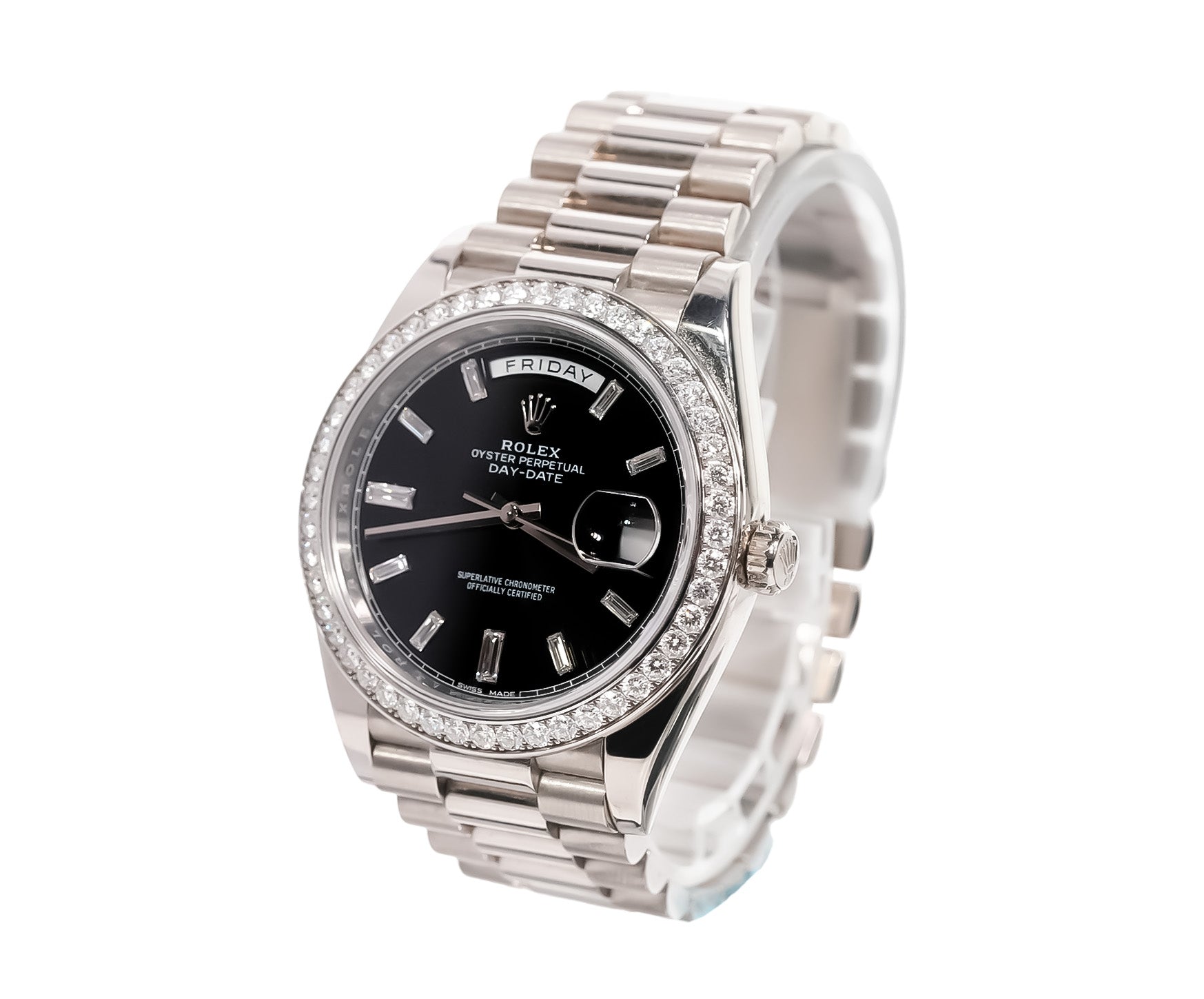 Rolex Day - Date 40mm White Gold Black Diamond Dial Ref:228349RBR - Mr. Alex Jewelry