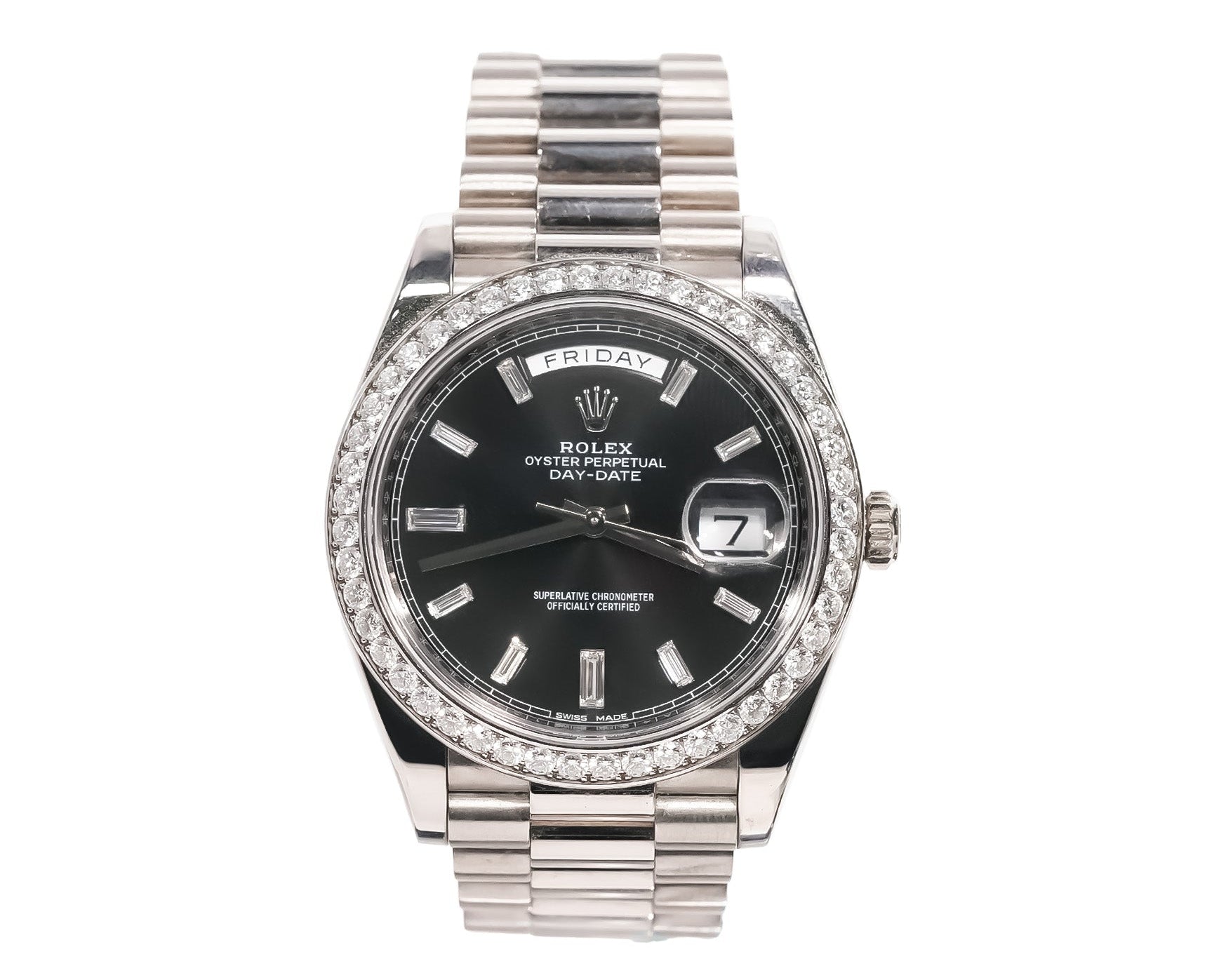 Rolex Day - Date 40mm White Gold Black Diamond Dial Ref:228349RBR - Mr. Alex Jewelry