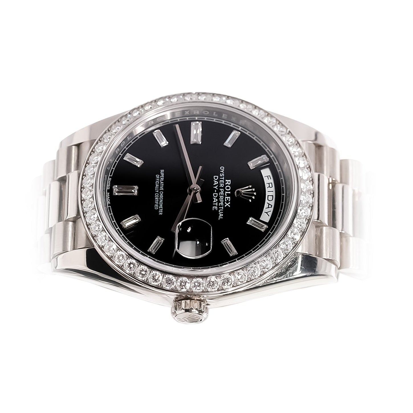 Rolex Day - Date 40mm White Gold Black Diamond Dial Ref:228349RBR - Mr. Alex Jewelry