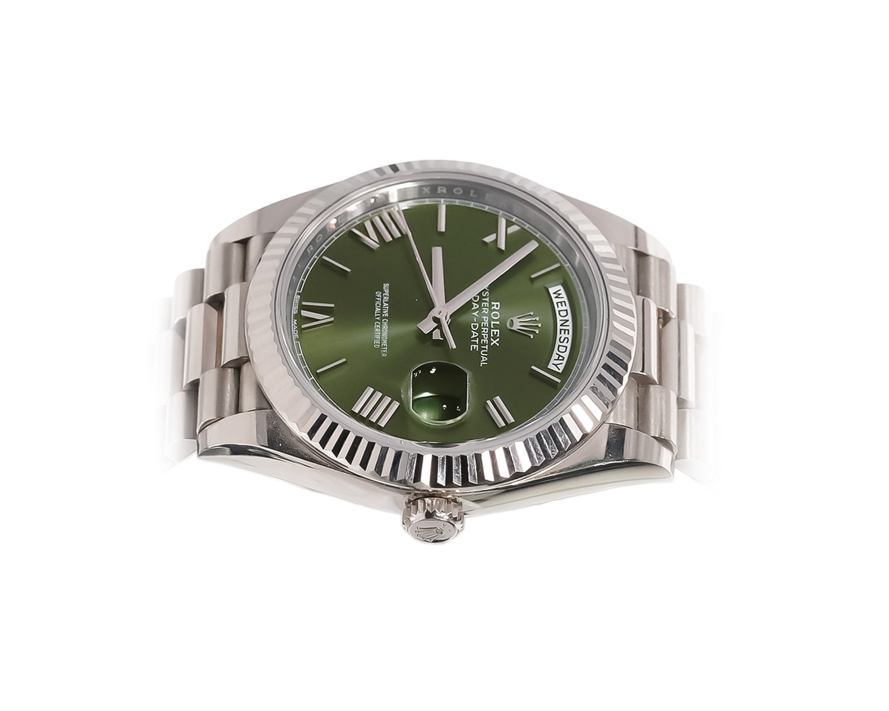 Rolex Day - Date 40mm White Gold Olive Dial Ref:228239 - Mr. Alex Jewelry