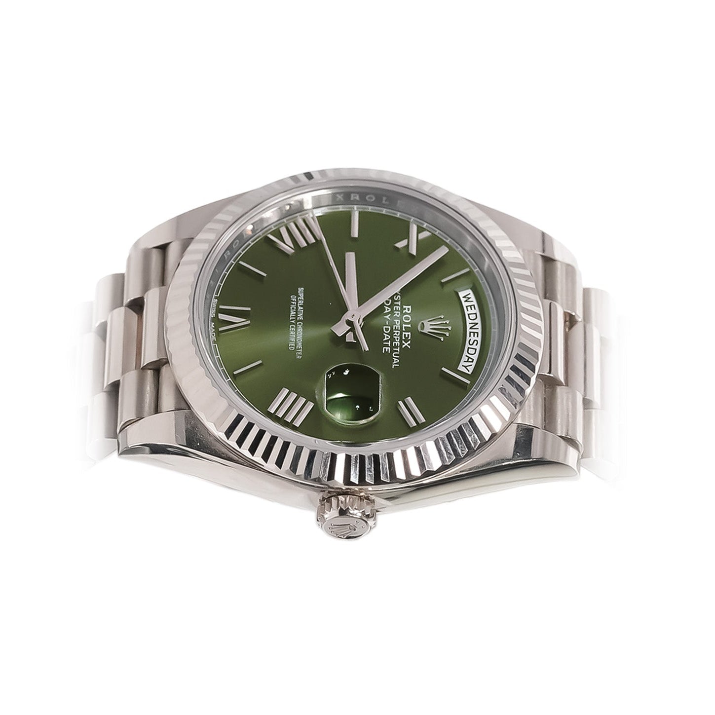 Rolex Day - Date 40mm White Gold Olive Dial Ref:228239 - Mr. Alex Jewelry