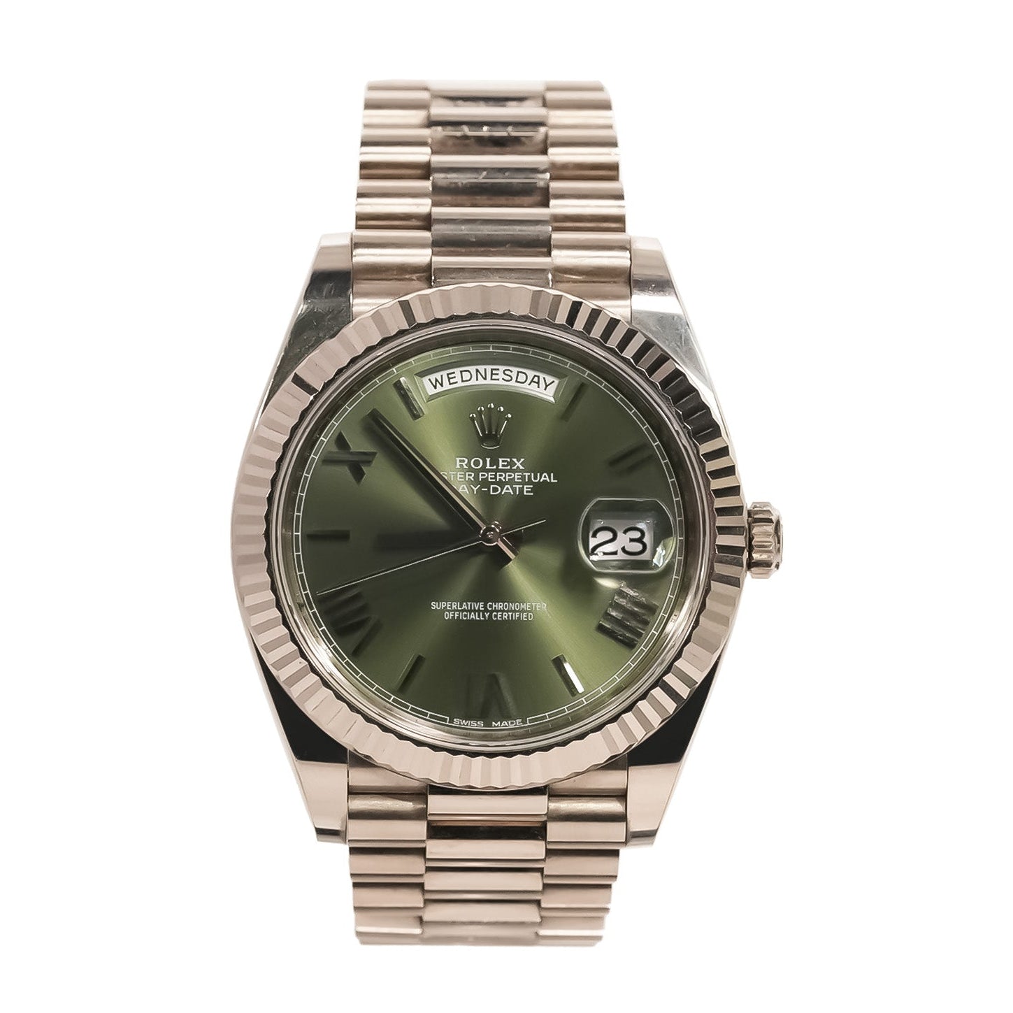 Rolex Day - Date 40mm White Gold Olive Dial Ref:228239 - Mr. Alex Jewelry