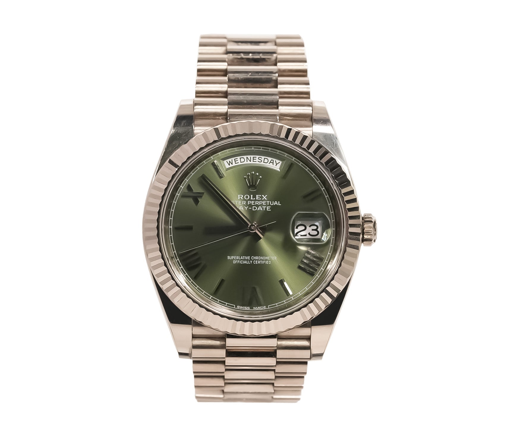 Rolex Day - Date 40mm White Gold Olive Dial Ref:228239 - Mr. Alex Jewelry