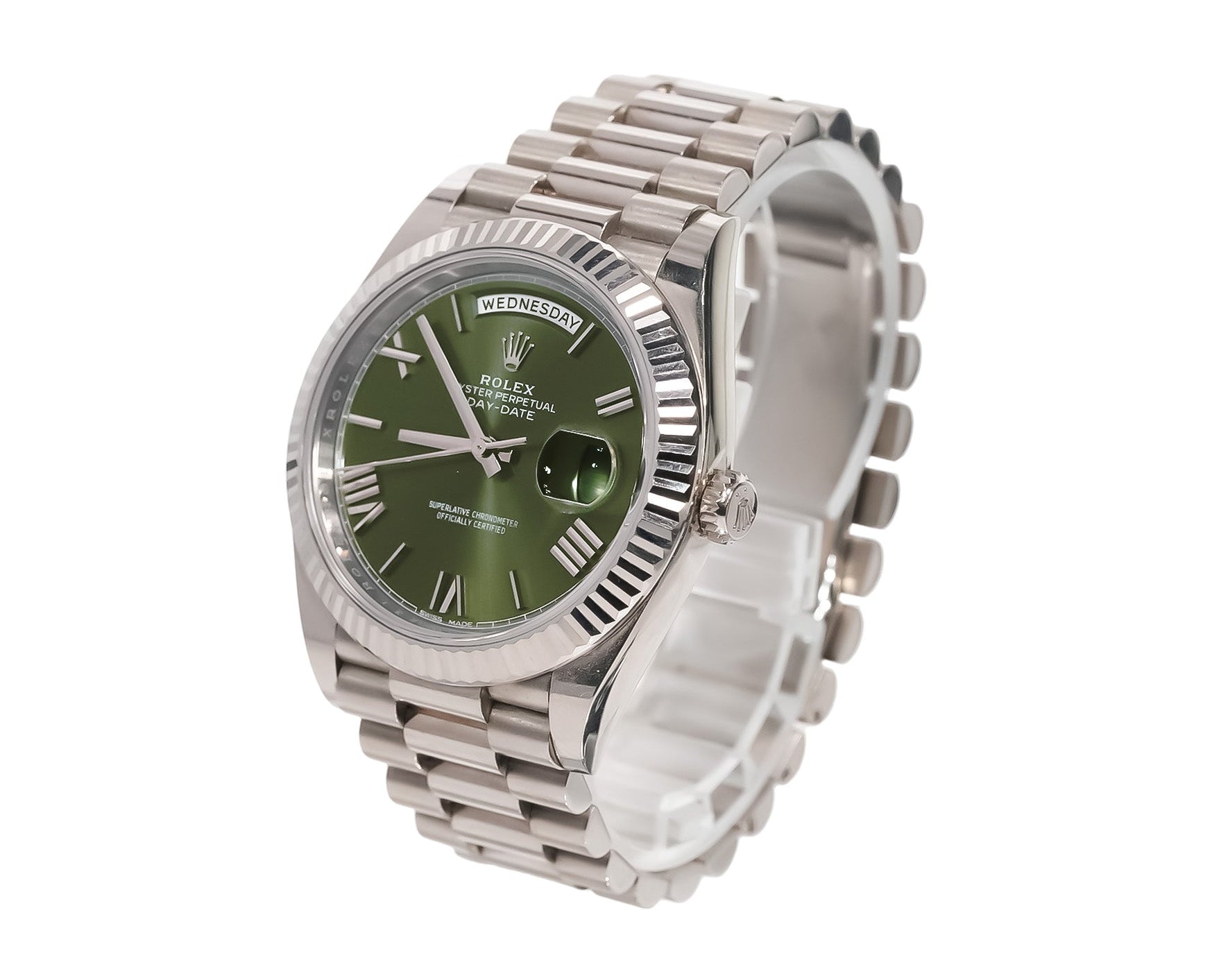 Rolex Day - Date 40mm White Gold Olive Dial Ref:228239 - Mr. Alex Jewelry