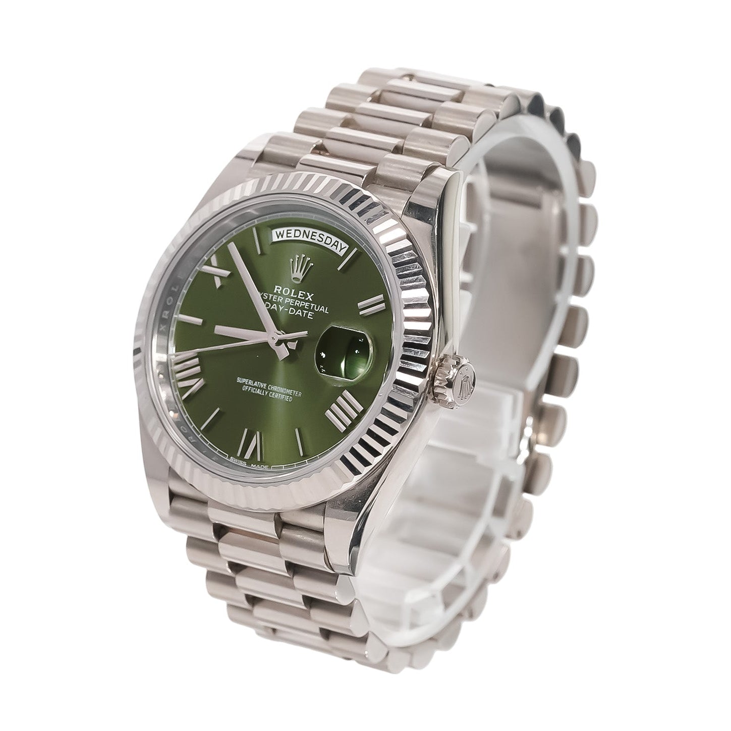 Rolex Day - Date 40mm White Gold Olive Dial Ref:228239 - Mr. Alex Jewelry