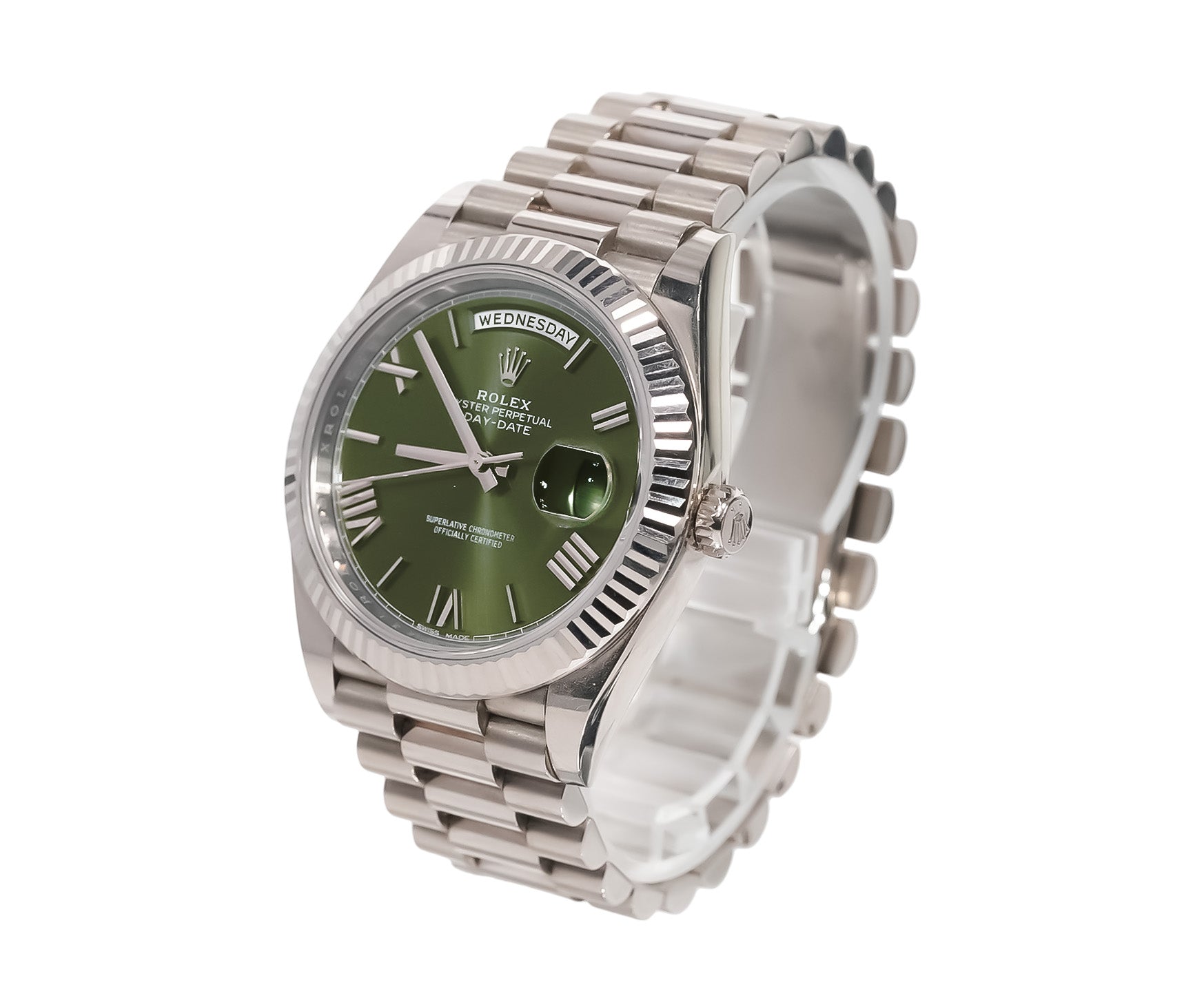 Rolex Day - Date 40mm White Gold Olive Dial Ref:228239 - Mr. Alex Jewelry