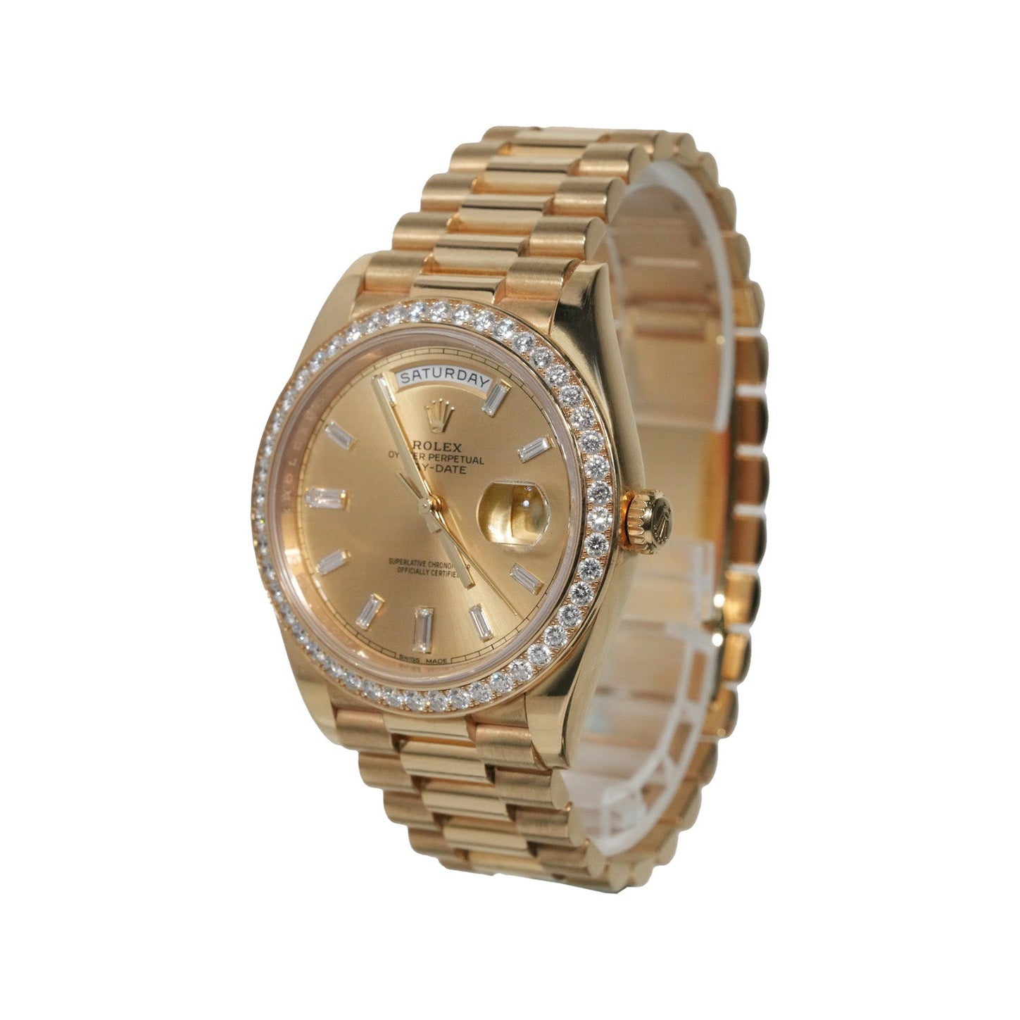 Rolex Day - Date 40mm Yellow Gold Diamond Dial Diamond Bezel Ref:228348RBR - Mr. Alex Jewelry