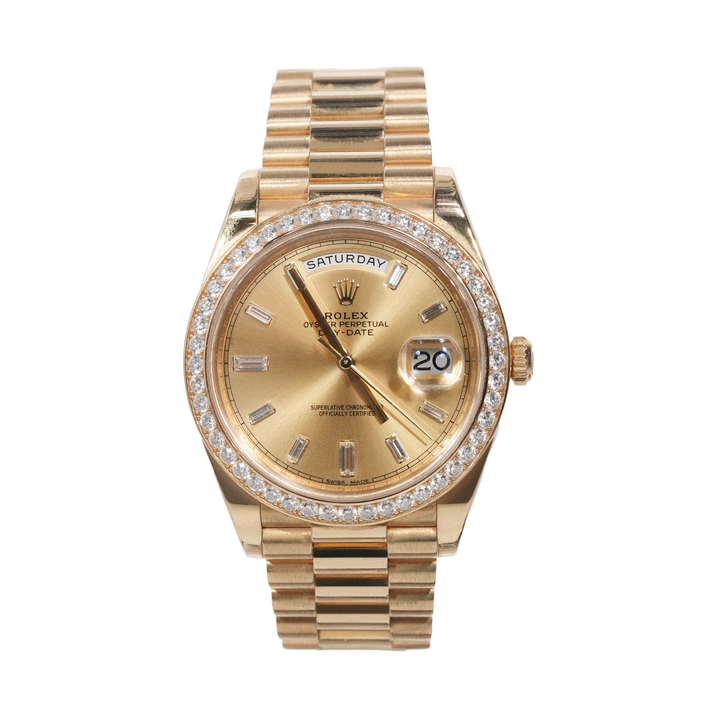 Rolex Day - Date 40mm Yellow Gold Diamond Dial Diamond Bezel Ref:228348RBR - Mr. Alex Jewelry