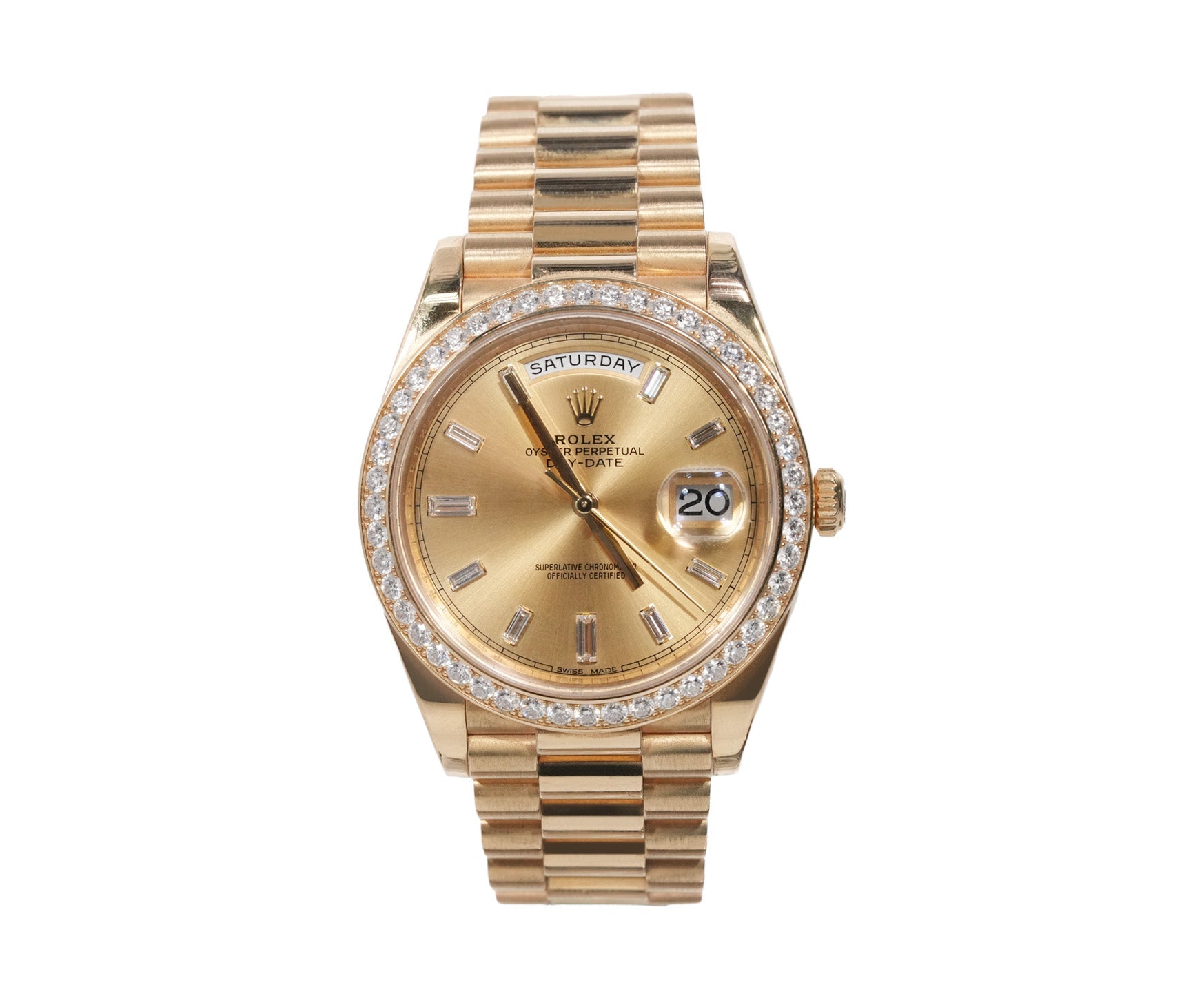 Rolex Day - Date 40mm Yellow Gold Diamond Dial Diamond Bezel Ref:228348RBR - Mr. Alex Jewelry