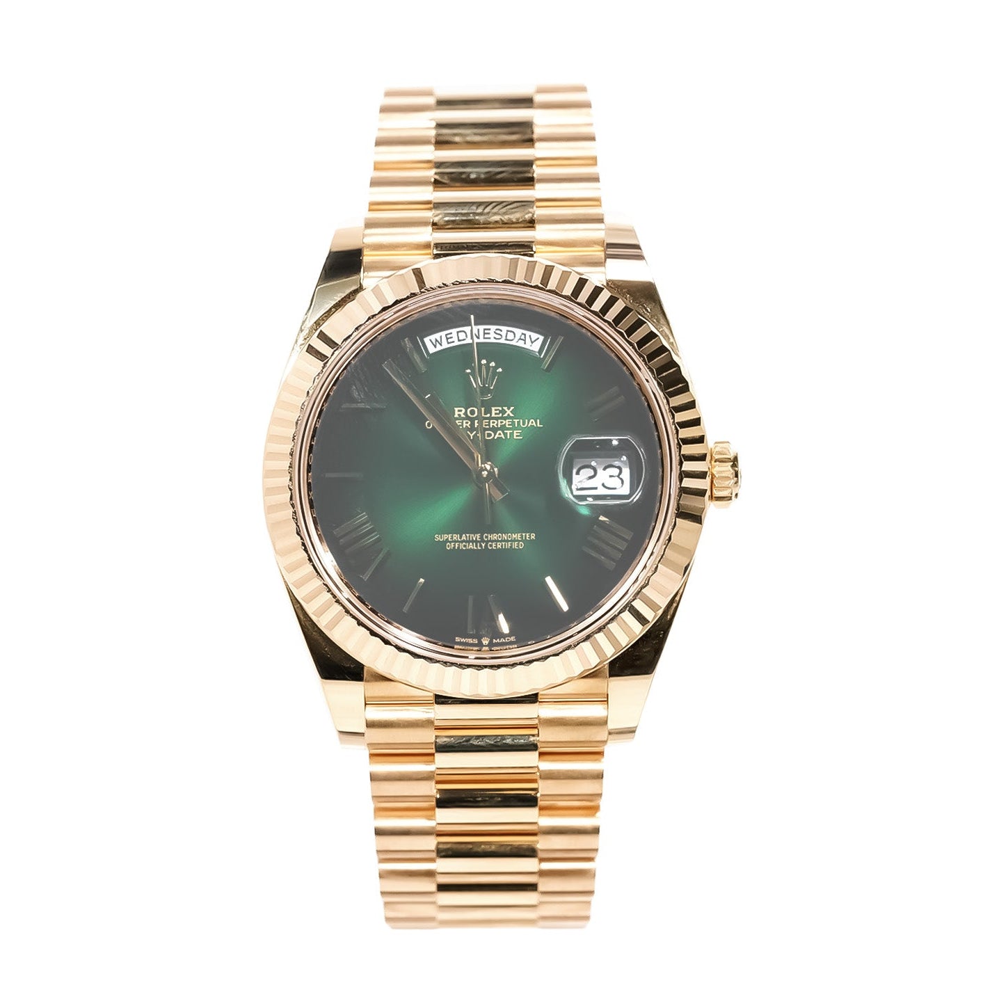 Rolex Day - Date 40mm Yellow Gold Green Ombré Dial Ref:228238 - Mr. Alex Jewelry