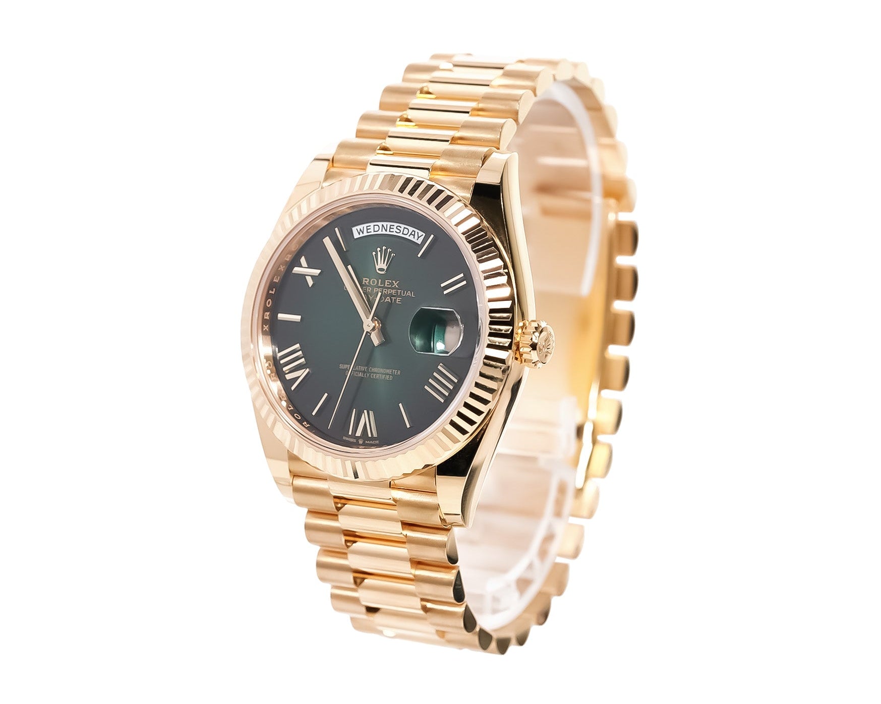 Rolex Day - Date 40mm Yellow Gold Green Ombré Dial Ref:228238 - Mr. Alex Jewelry
