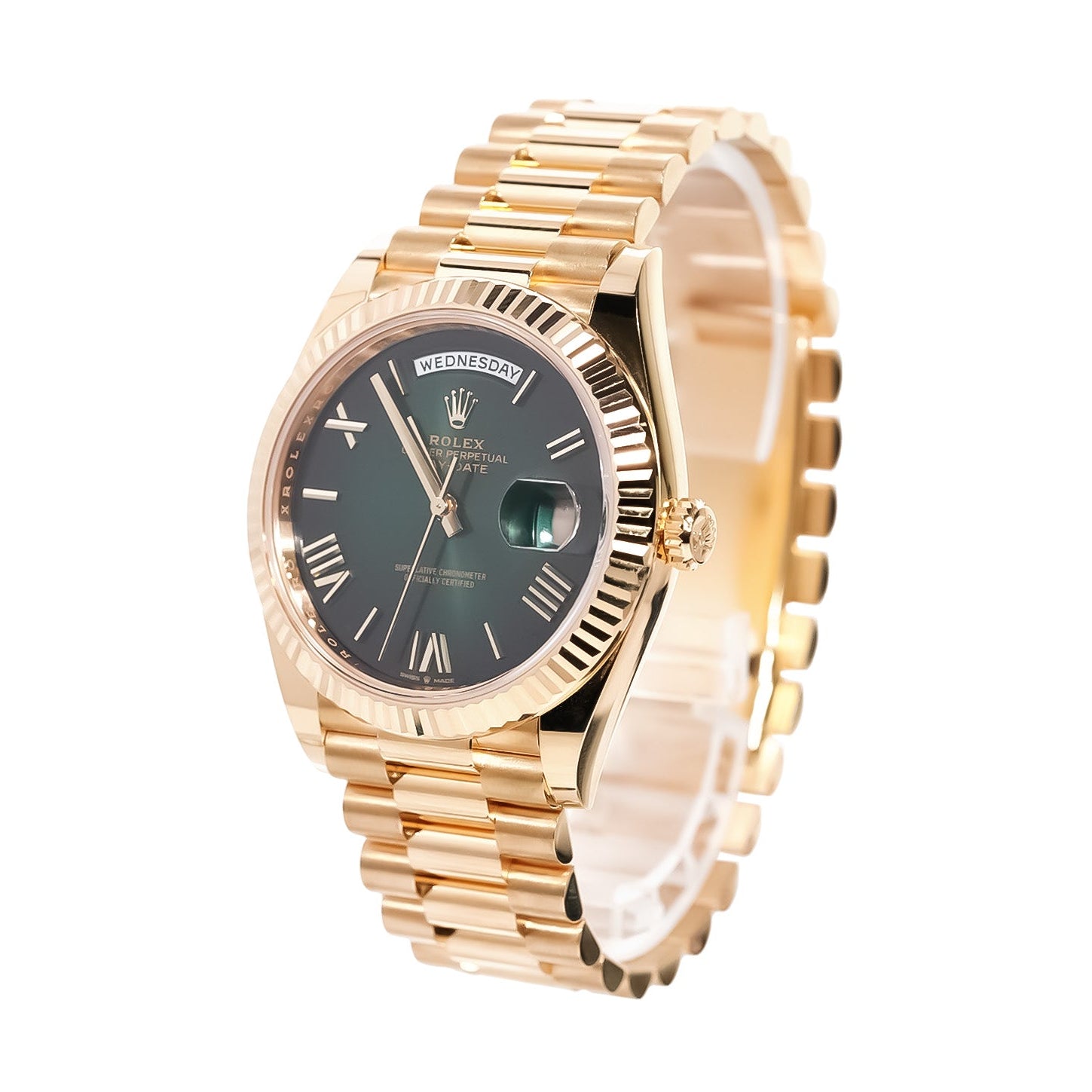 Rolex Day - Date 40mm Yellow Gold Green Ombré Dial Ref:228238 - Mr. Alex Jewelry
