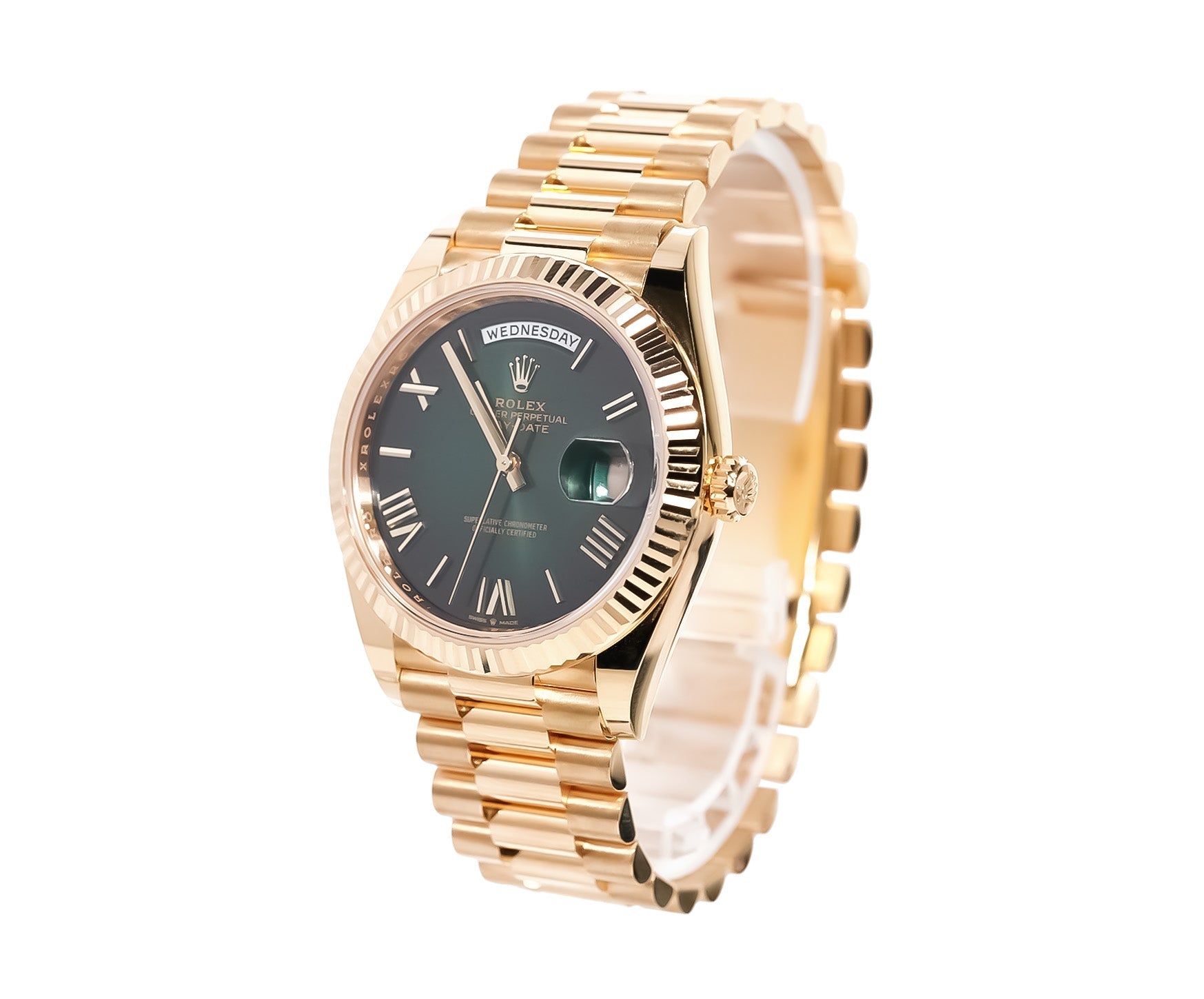 Rolex Day - Date 40mm Yellow Gold Green Ombré Dial Ref:228238 - Mr. Alex Jewelry