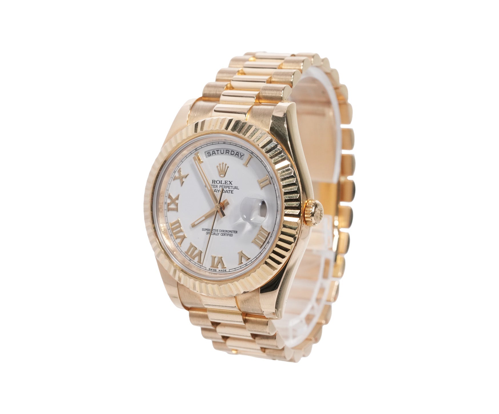 Rolex Day-Date 41mm Yellow Gold White Roman Dial Ref:218238