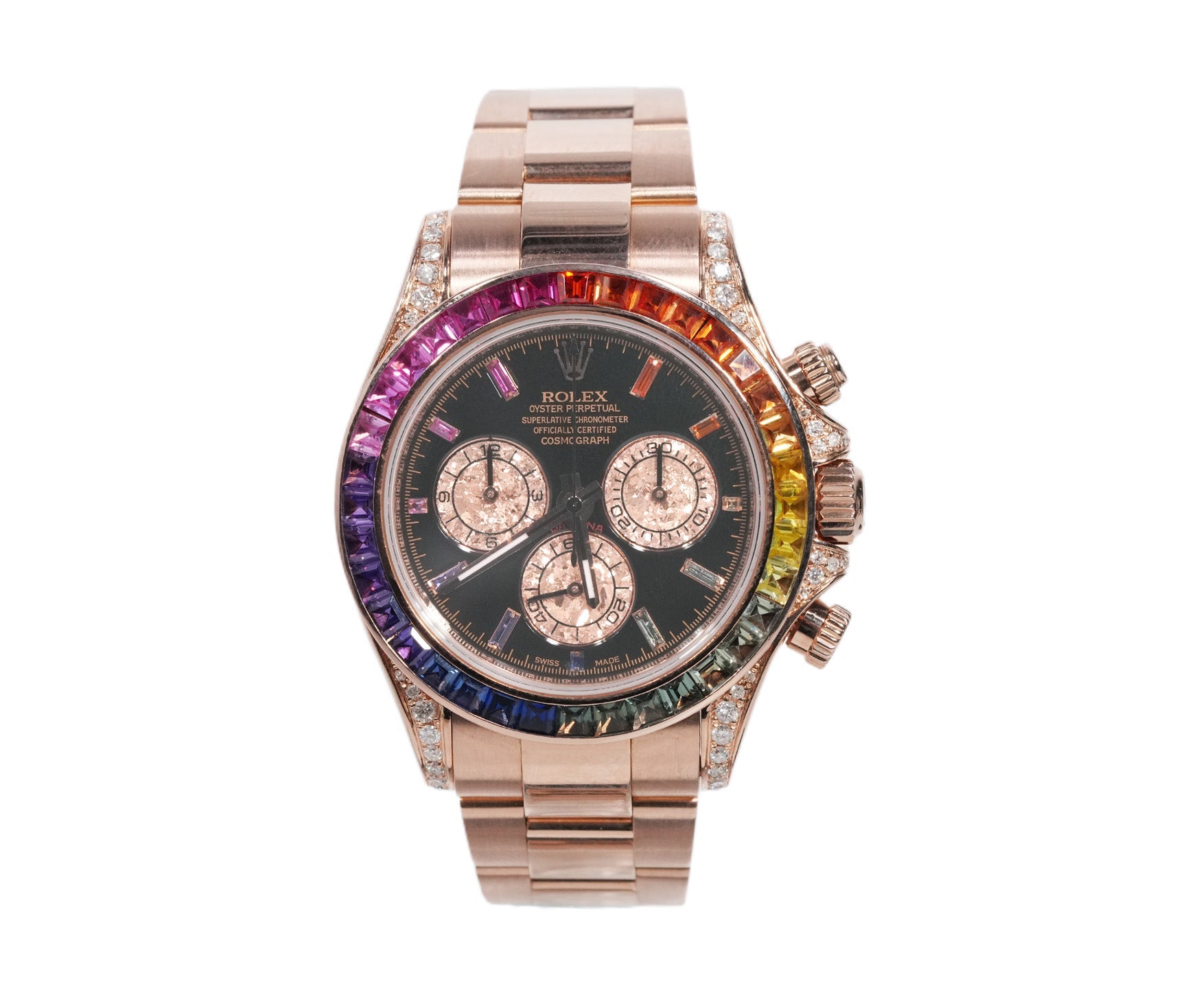 Rolex Daytona 40mm Rose Gold Rainbow Diamond Dial Ref:116505 - Mr. Alex Jewelry