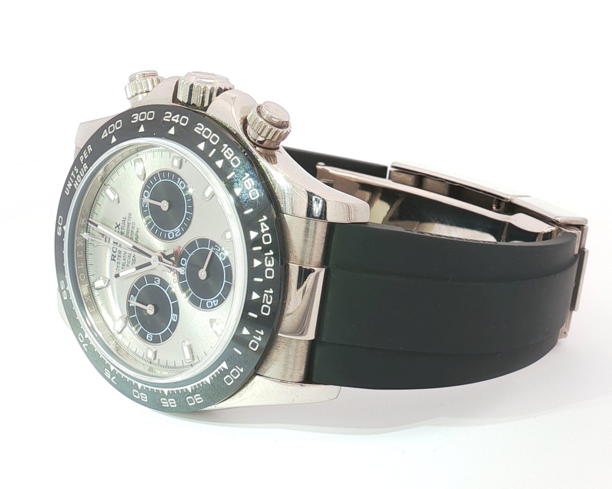 Rolex Daytona 40mm White Gold Oysterflex Silver Dial Ref:116519LN - Mr. Alex Jewelry