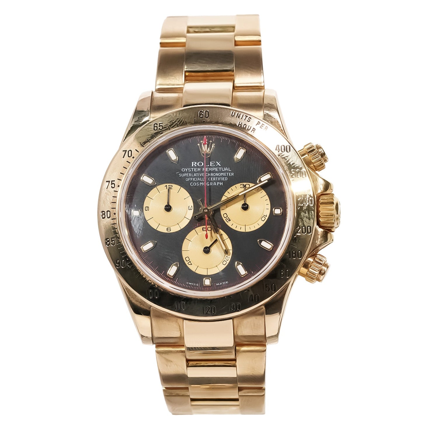 Rolex Daytona 40mm Yellow Gold Black Dial Red Hands Ref:116508 - Mr. Alex Jewelry