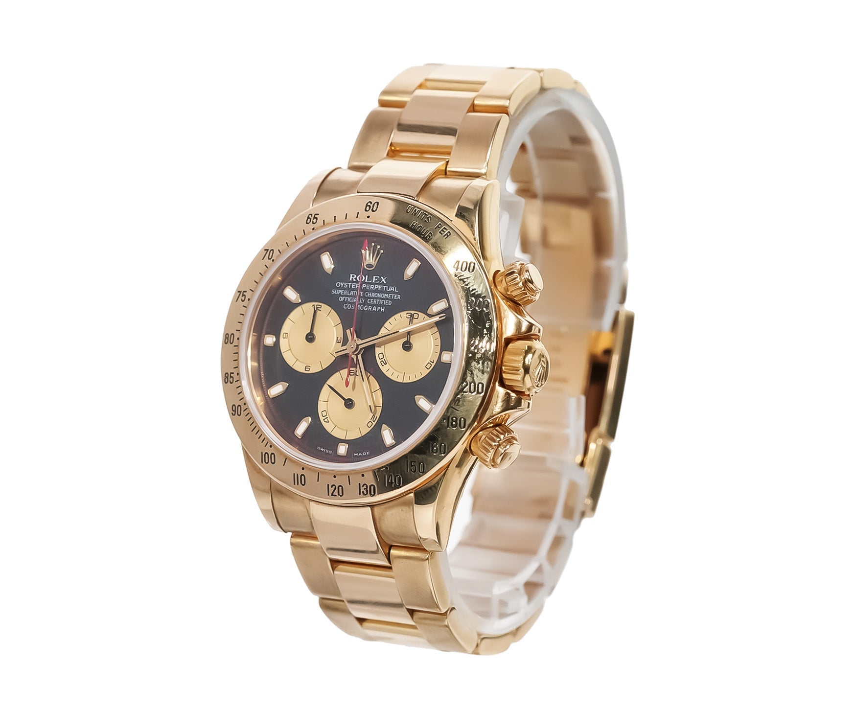 Rolex Daytona 40mm Yellow Gold Black Dial Red Hands Ref:116508 - Mr. Alex Jewelry