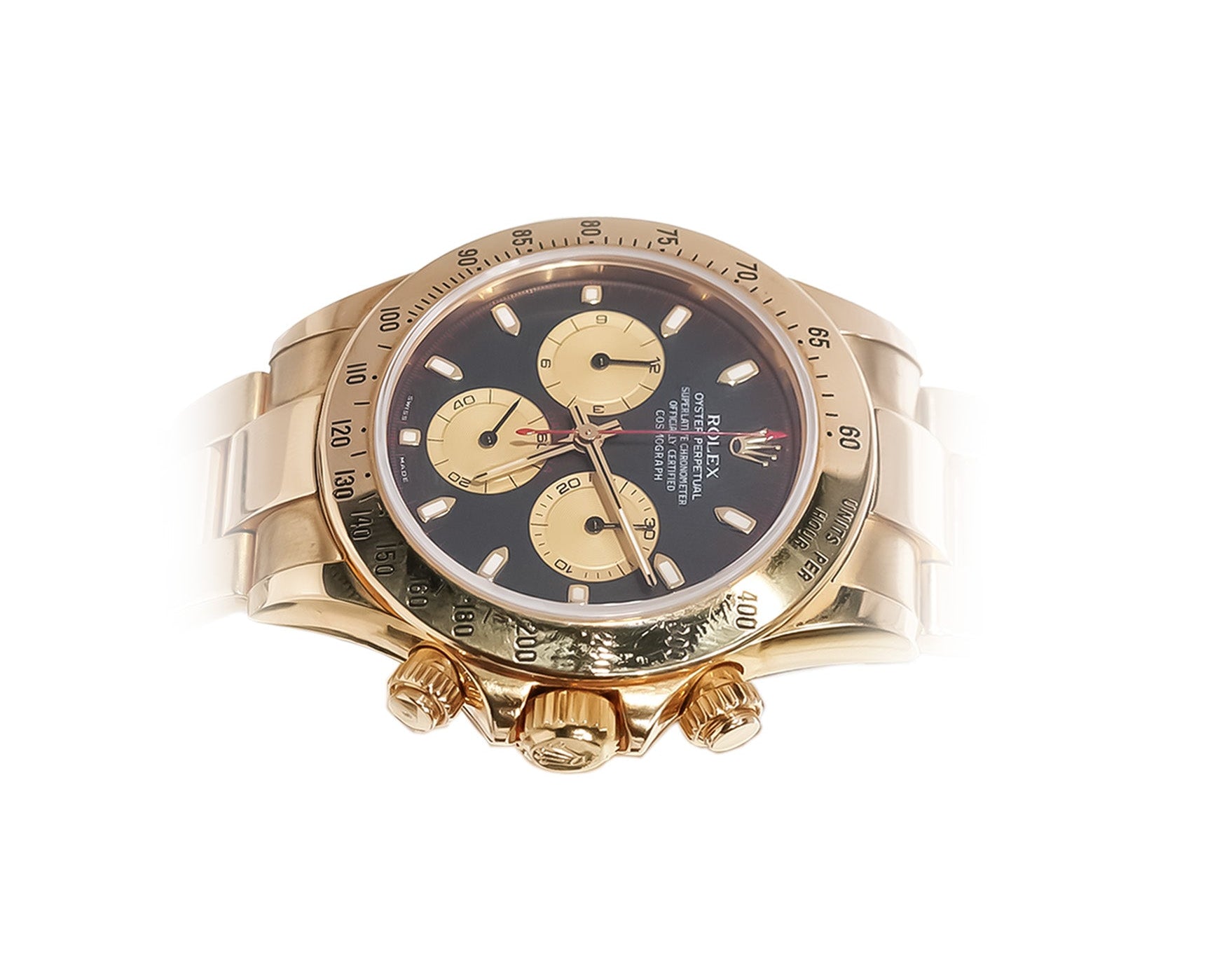 Rolex Daytona 40mm Yellow Gold Black Dial Red Hands Ref:116508 - Mr. Alex Jewelry