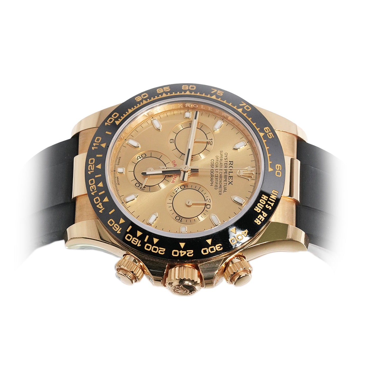 Rolex Daytona 40mm Yellow Gold Oysterflex Gold Dial Ref:116518LN - Mr. Alex Jewelry