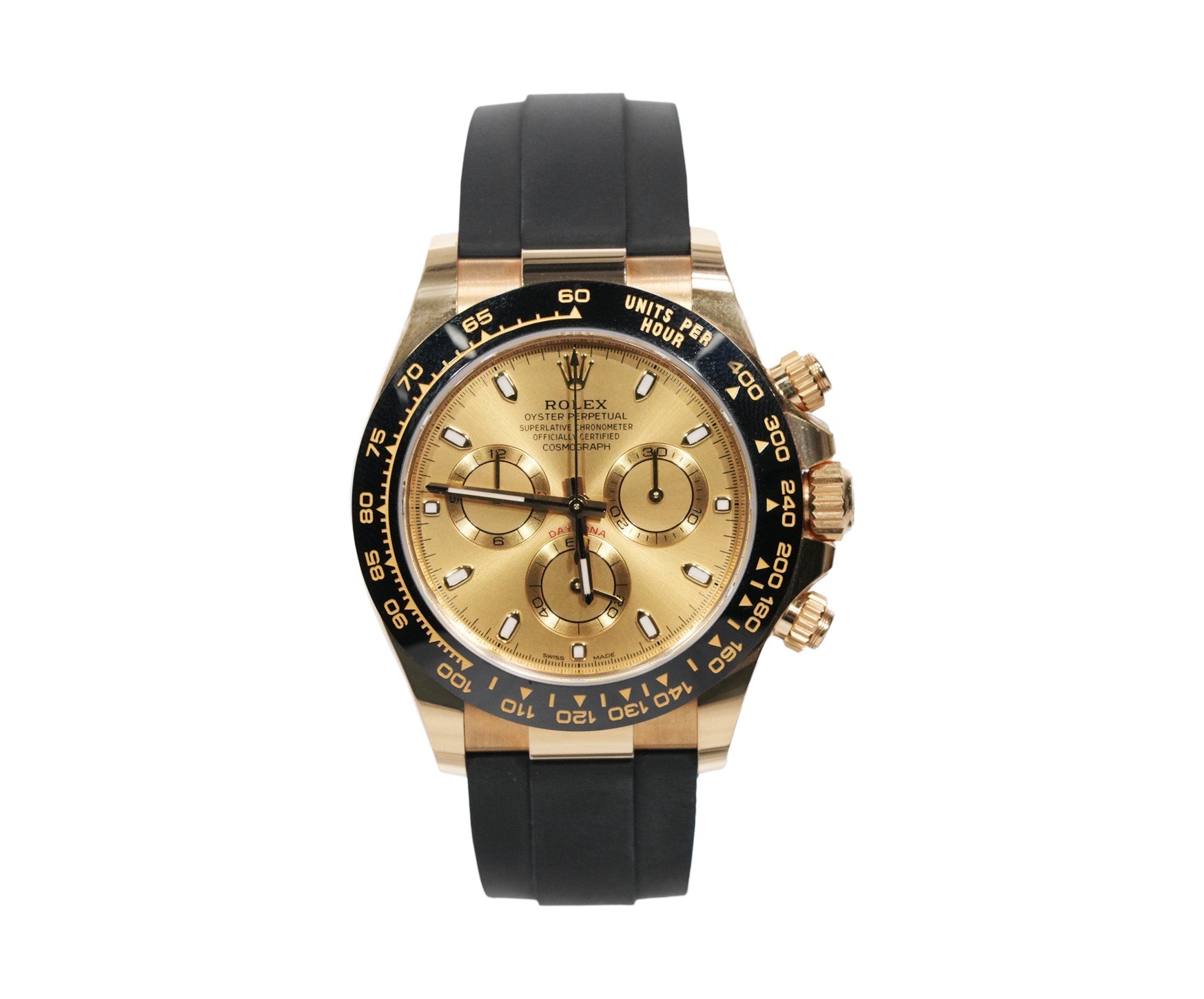 Rolex Daytona 40mm Yellow Gold Oysterflex Gold Dial Ref:116518LN