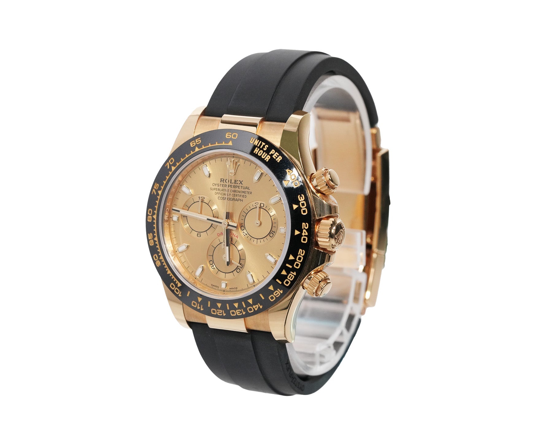 Rolex Daytona 40mm Yellow Gold Oysterflex Gold Dial Ref:116518LN - Mr. Alex Jewelry