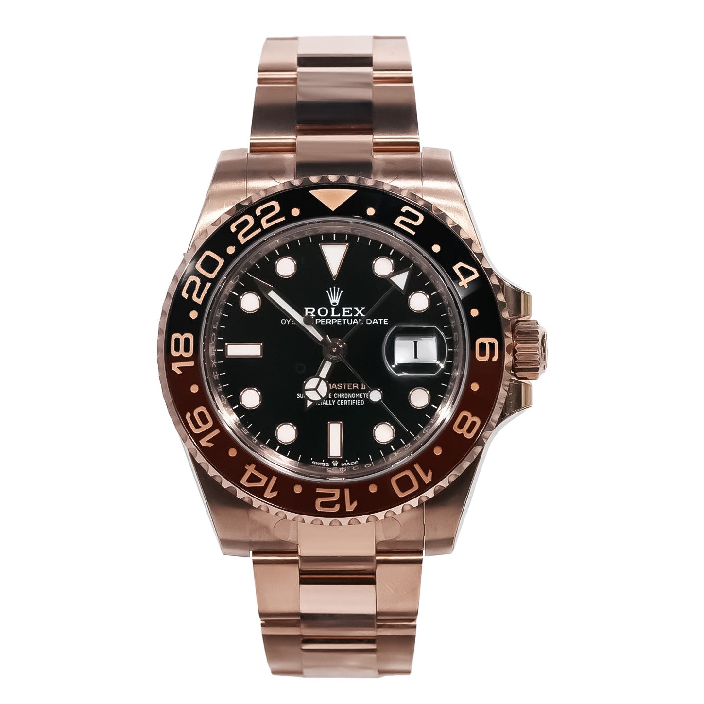 Rolex GMT - Master II 40mm Everose Gold Black Dial Ref:126715CHNR - Mr. Alex Jewelry