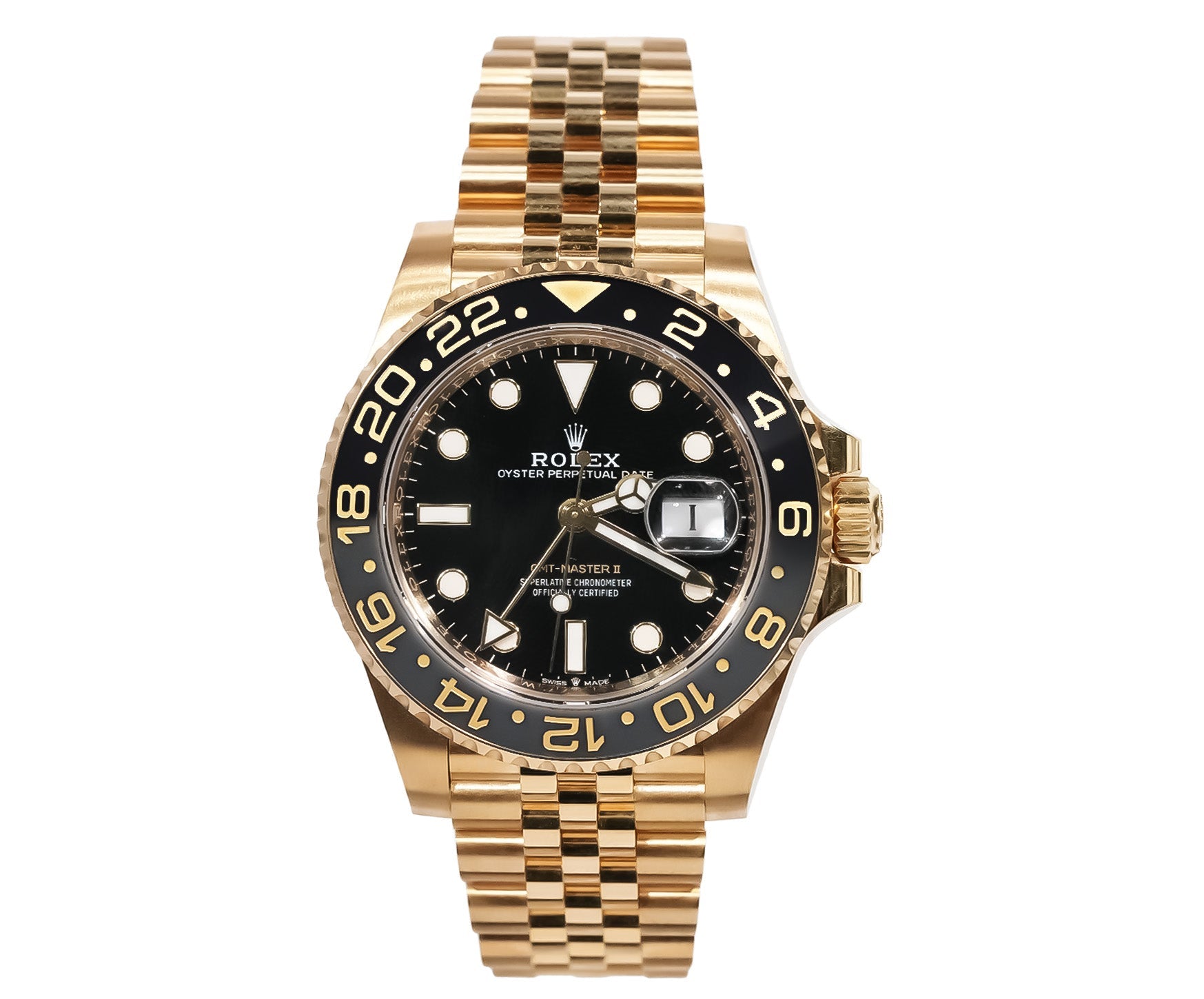 Rolex GMT-Master II 40mm Yellow Gold Black Dial Ref:126718GRNR