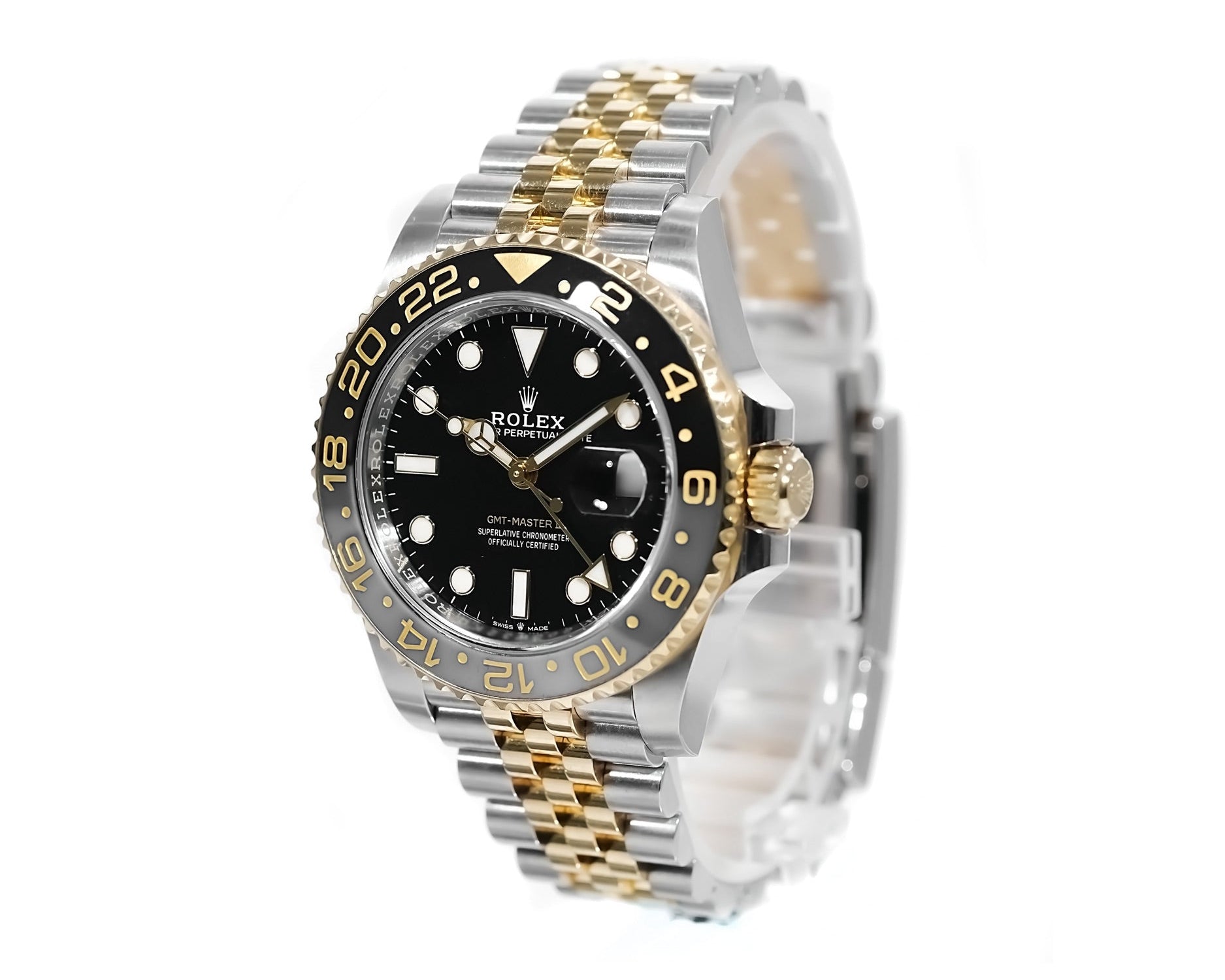 Rolex GMT - Master II Black Dial Steel and Gold 40mm 126713GRNR - Mr. Alex Jewelry
