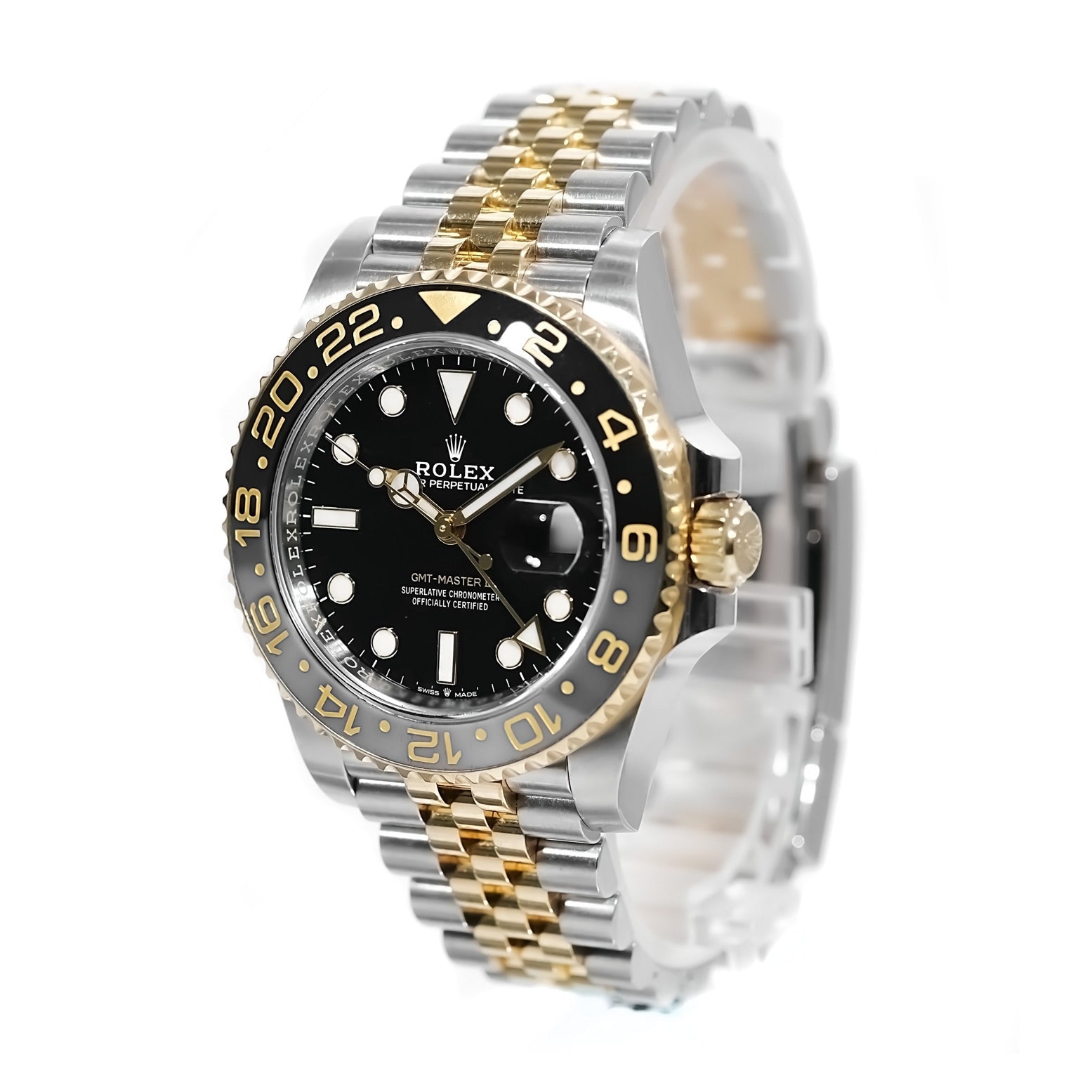 Rolex GMT - Master II Black Dial Steel and Gold 40mm 126713GRNR - Mr. Alex Jewelry