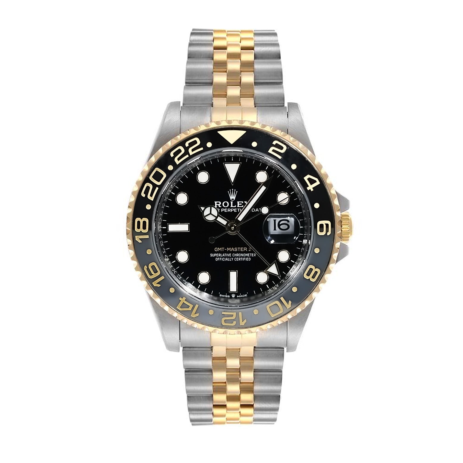 Rolex GMT - Master II Black Dial Steel and Gold 40mm 126713GRNR - Mr. Alex Jewelry